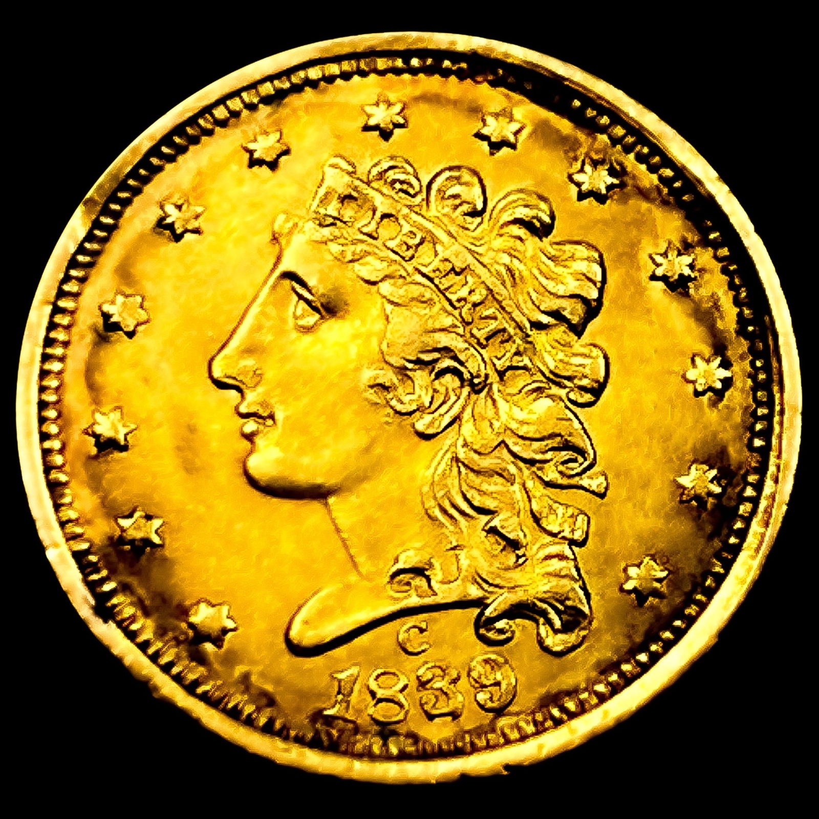 1839-C $2.50 Gold Quarter Eagle: 1839-C $2.50 Gold Quarter Eagle