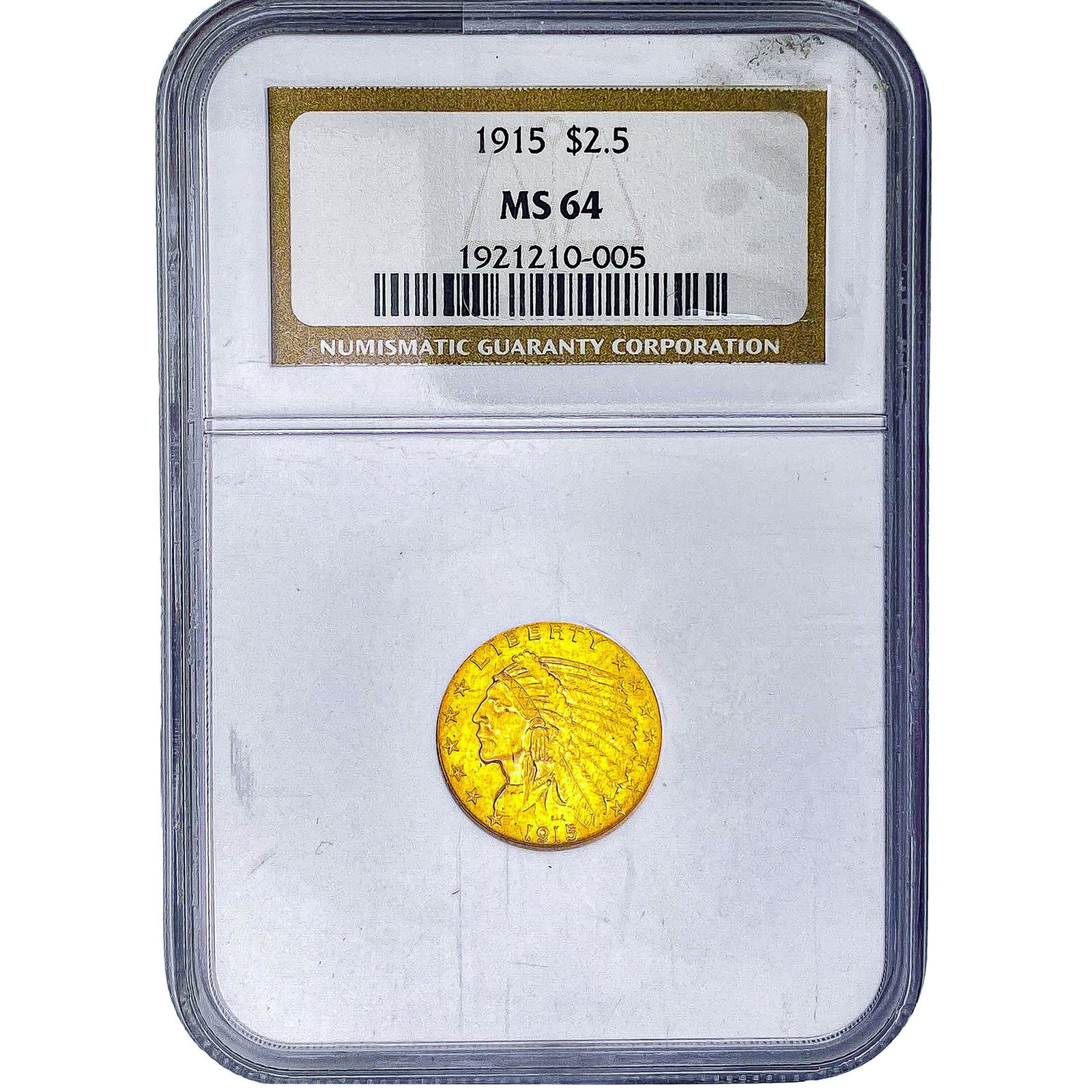 1915 $2.50 Gold Quarter Eagle NGC MS64: 1915 $2.50 Gold Quarter Eagle NGC MS64