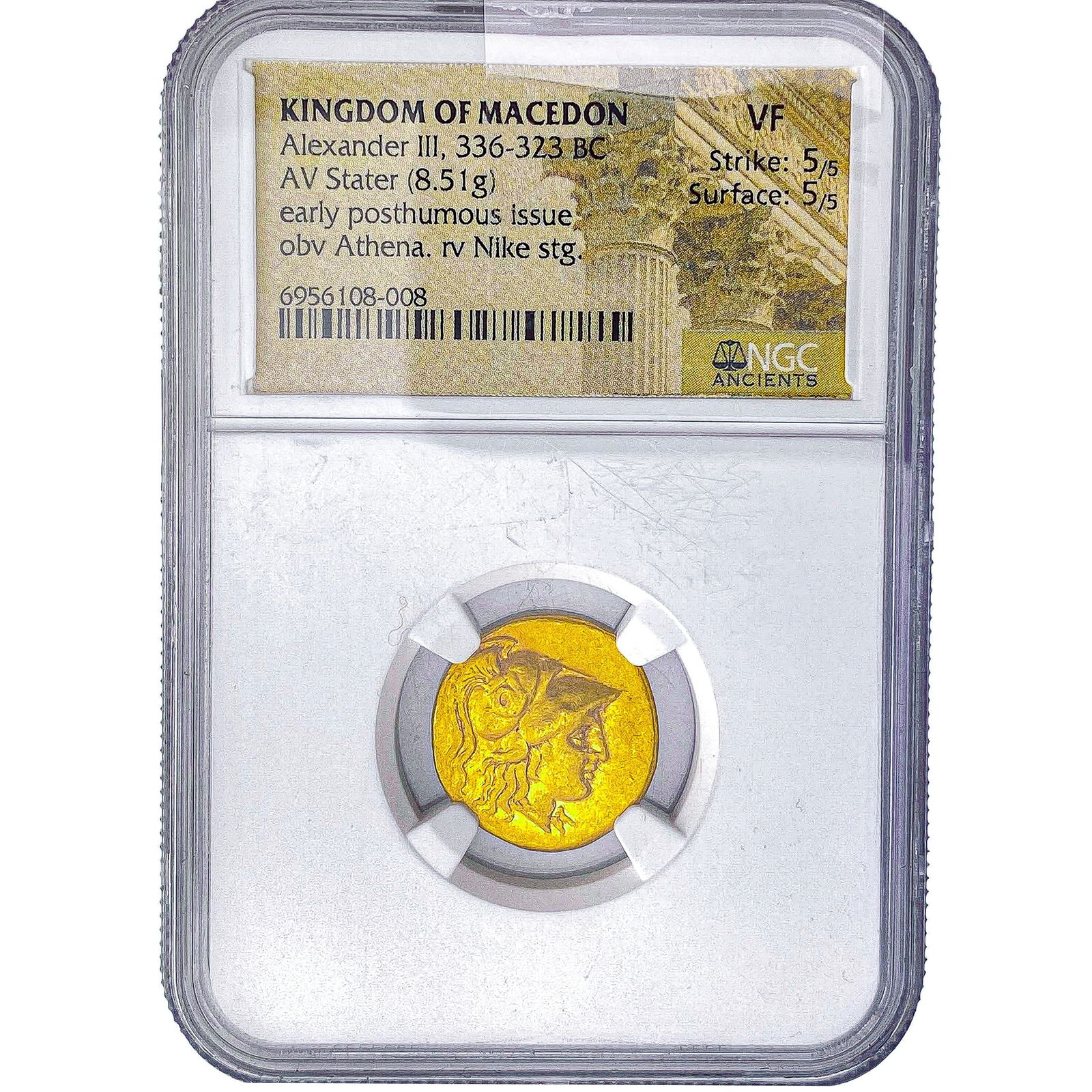 Macedon Alexander III 336-323BC Gold Stater 8.51g NGC VF: Macedon Alexander III 336-323BC Gold Stater 8.51g NGC VF