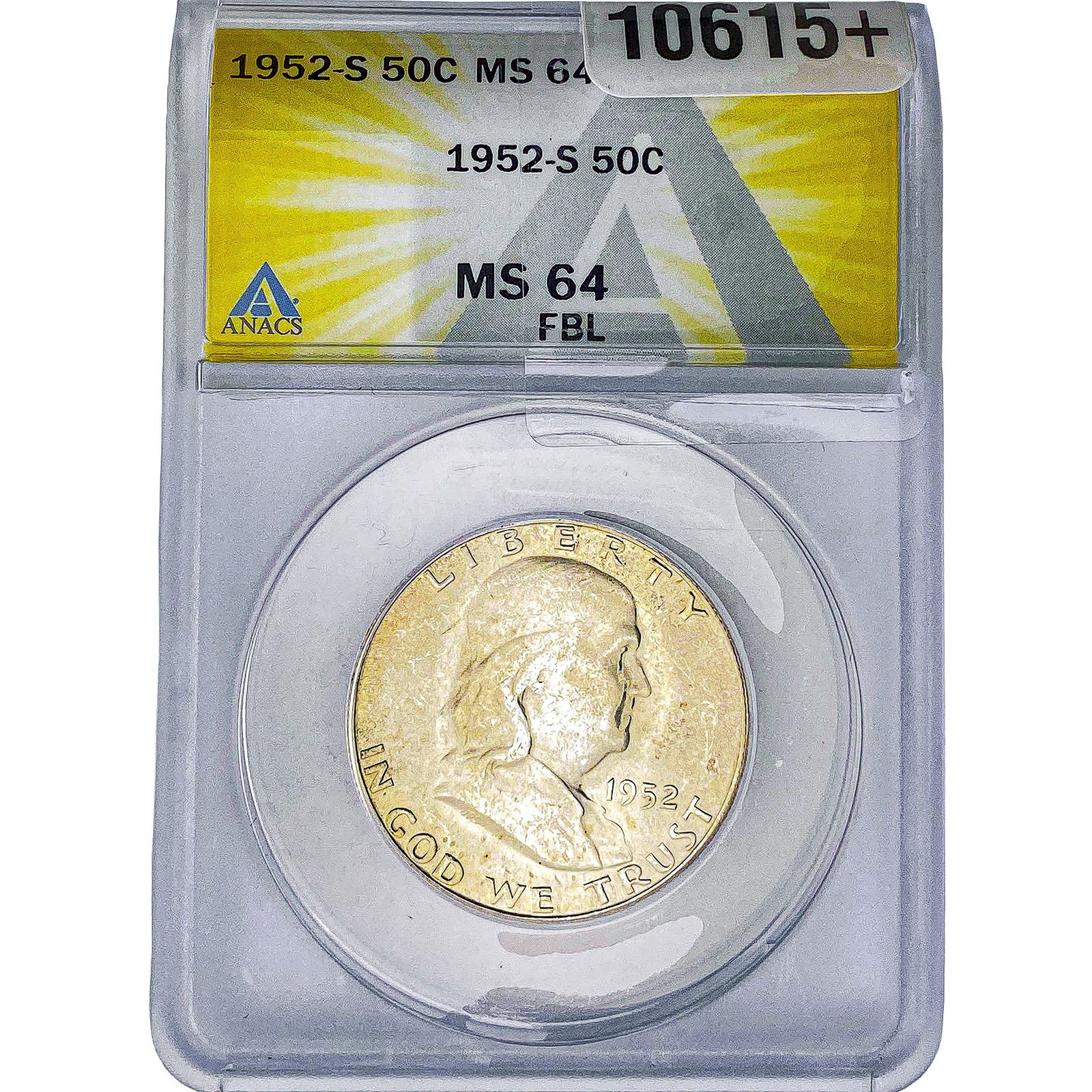 1952-S Franklin Half Dollar ANACS MS64 FBL (1 of 2)