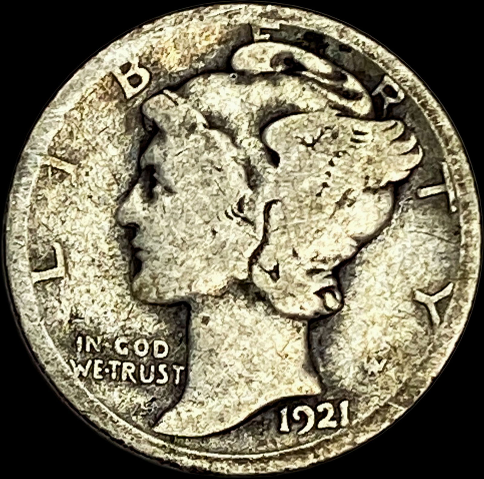 1921-D Silver Mercury Dime NICELY CIRCULATED (1 of 2)
