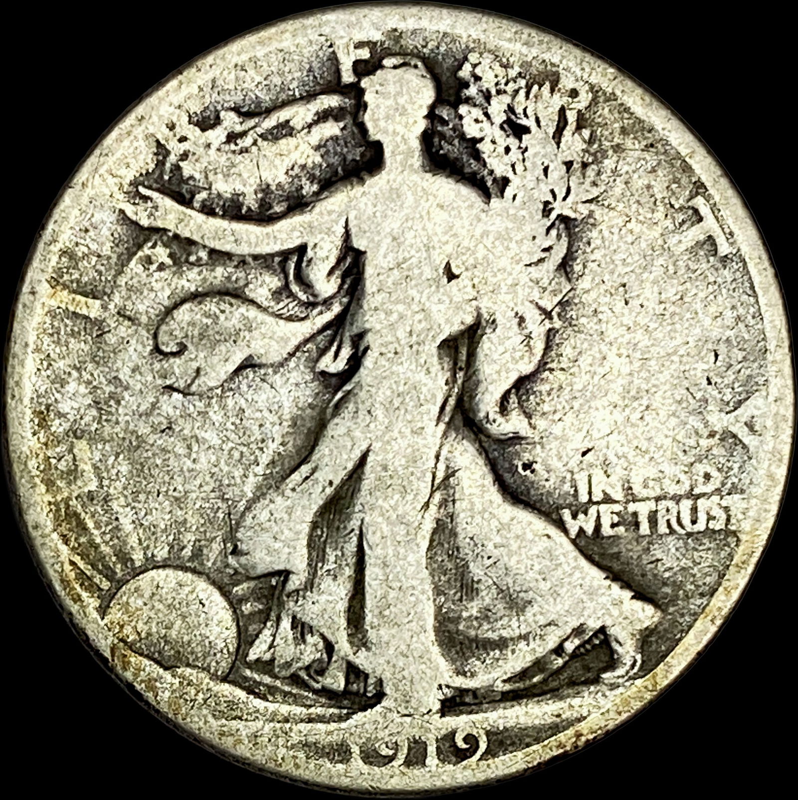 1919-D Silver Walking Liberty Half Dollar NICELY CIRCULATED (1 of 2)
