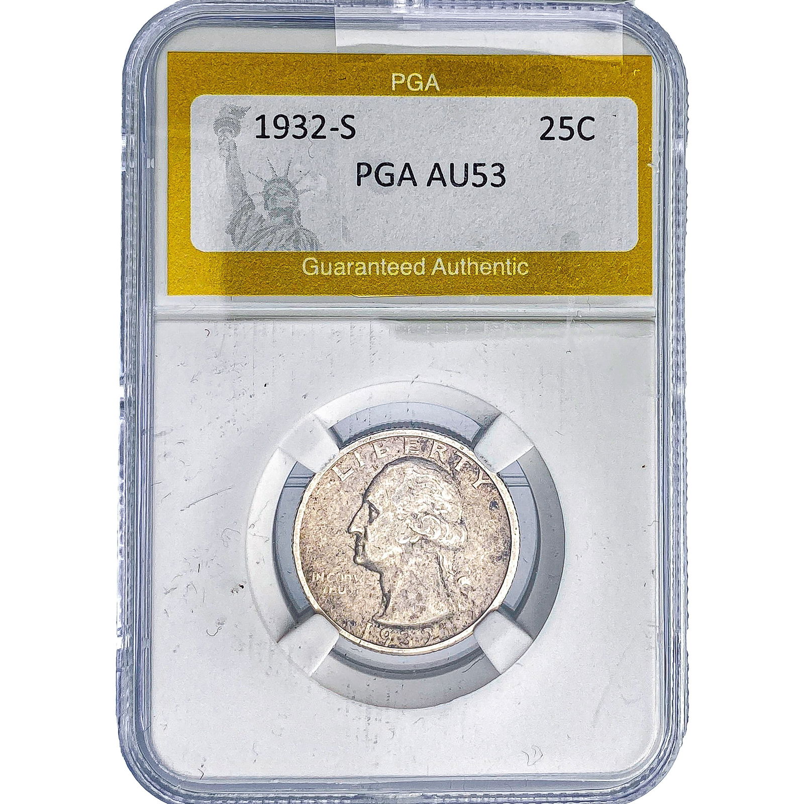 1932-S Washington Silver Quarter PGA AU53: 1932-S Washington Silver Quarter PGA AU53