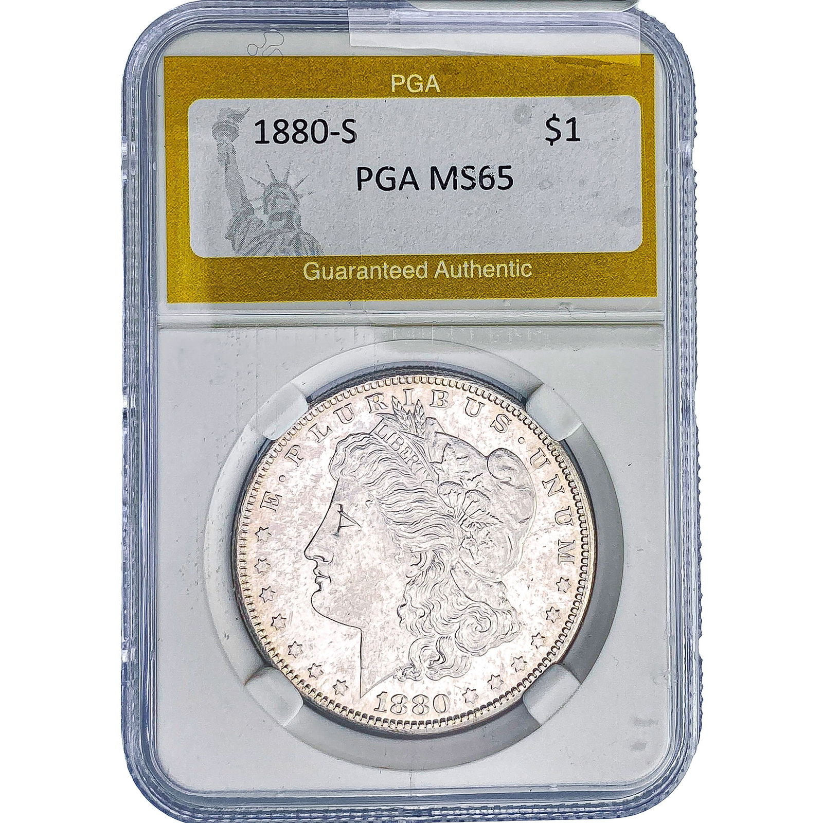1880-S Morgan Silver Dollar PGA MS65: 1880-S Morgan Silver Dollar PGA MS65