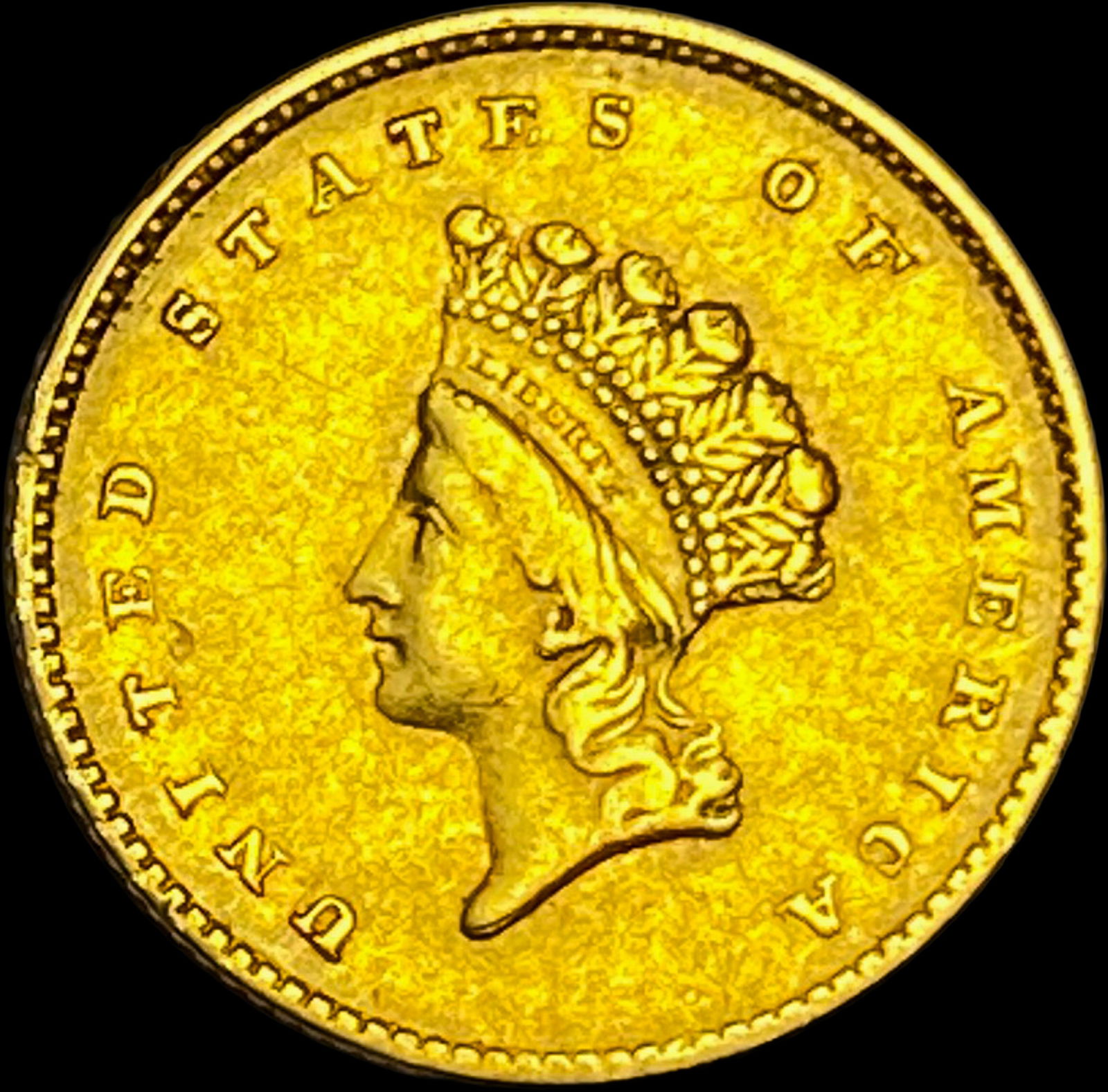 1855 Gold $1 Indian Princess Type 2 NEARLY UNCIRCULATED (1 of 2)