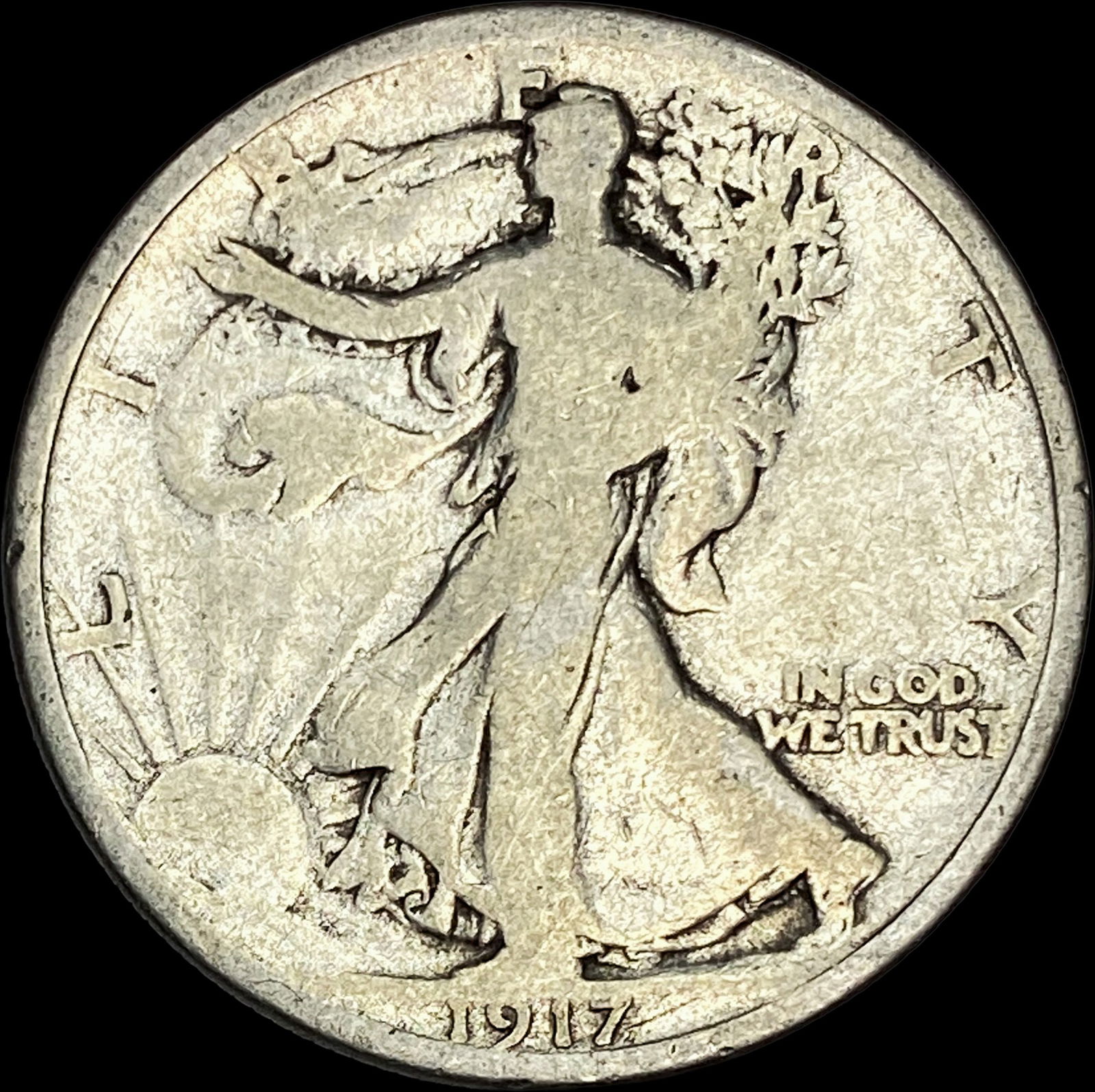 1917-D Silver Walking Liberty Half Dollar NICELY CIRCULATED (1 of 2)