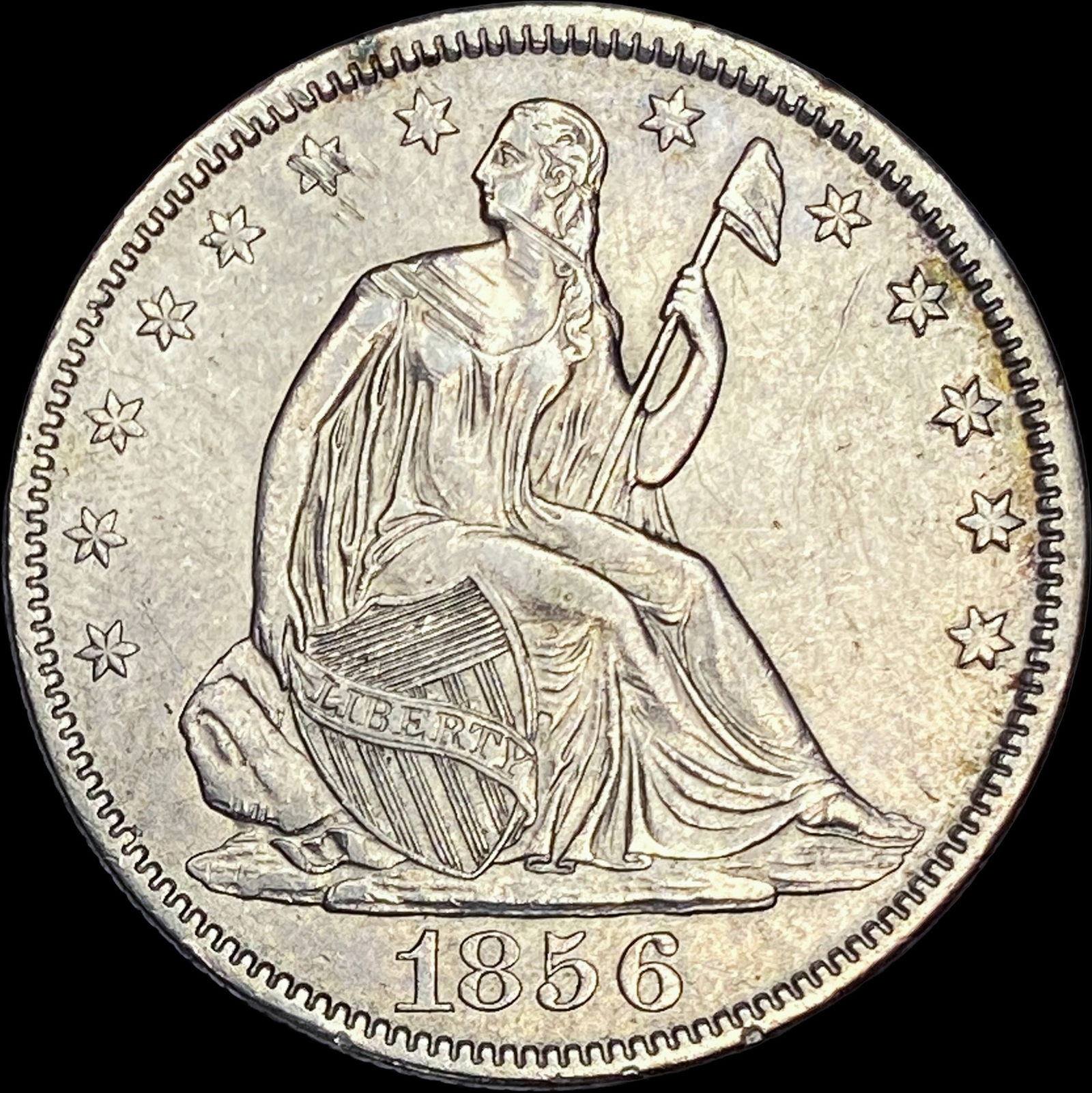 1856 Silver Seated Liberty Half Dollar CLOSELY UNCIRCULATED (1 of 2)