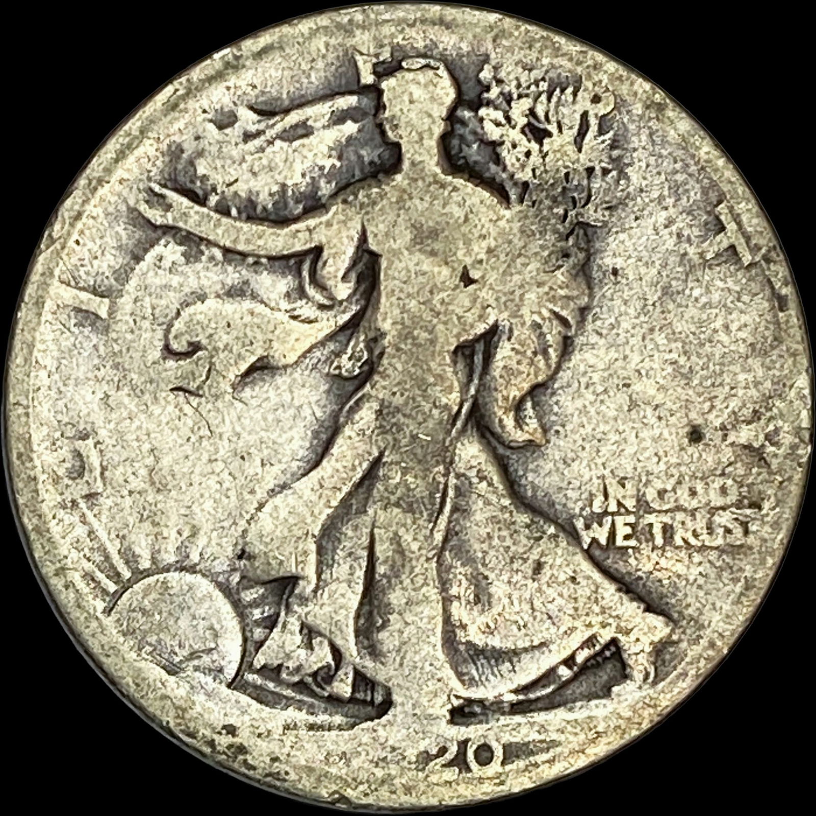 1920-D Silver Walking Liberty Half Dollar NICELY CIRCULATED (1 of 2)