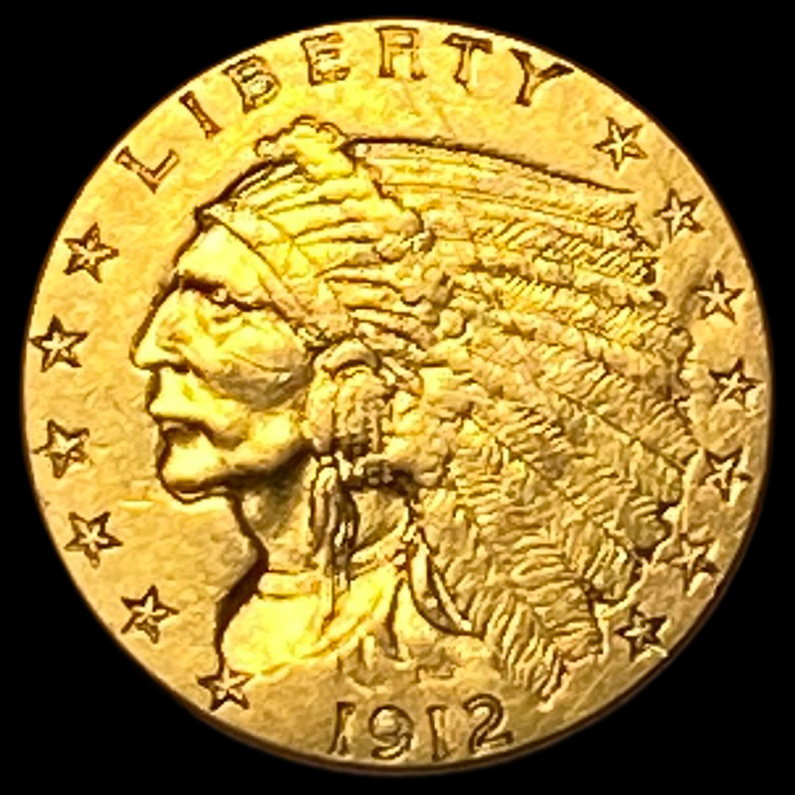 1912 Indian Head Gold $2.5 Quarter Eagle CHOICE AU (1 of 2)
