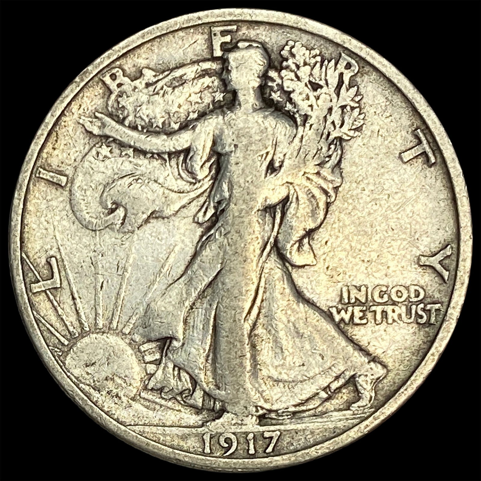 1917-S Silver Walking Liberty Half Dollar ABOUT UNCIRCULATED: 1917-S Silver Walking Liberty Half Dollar ABOUT UNCIRCULATED