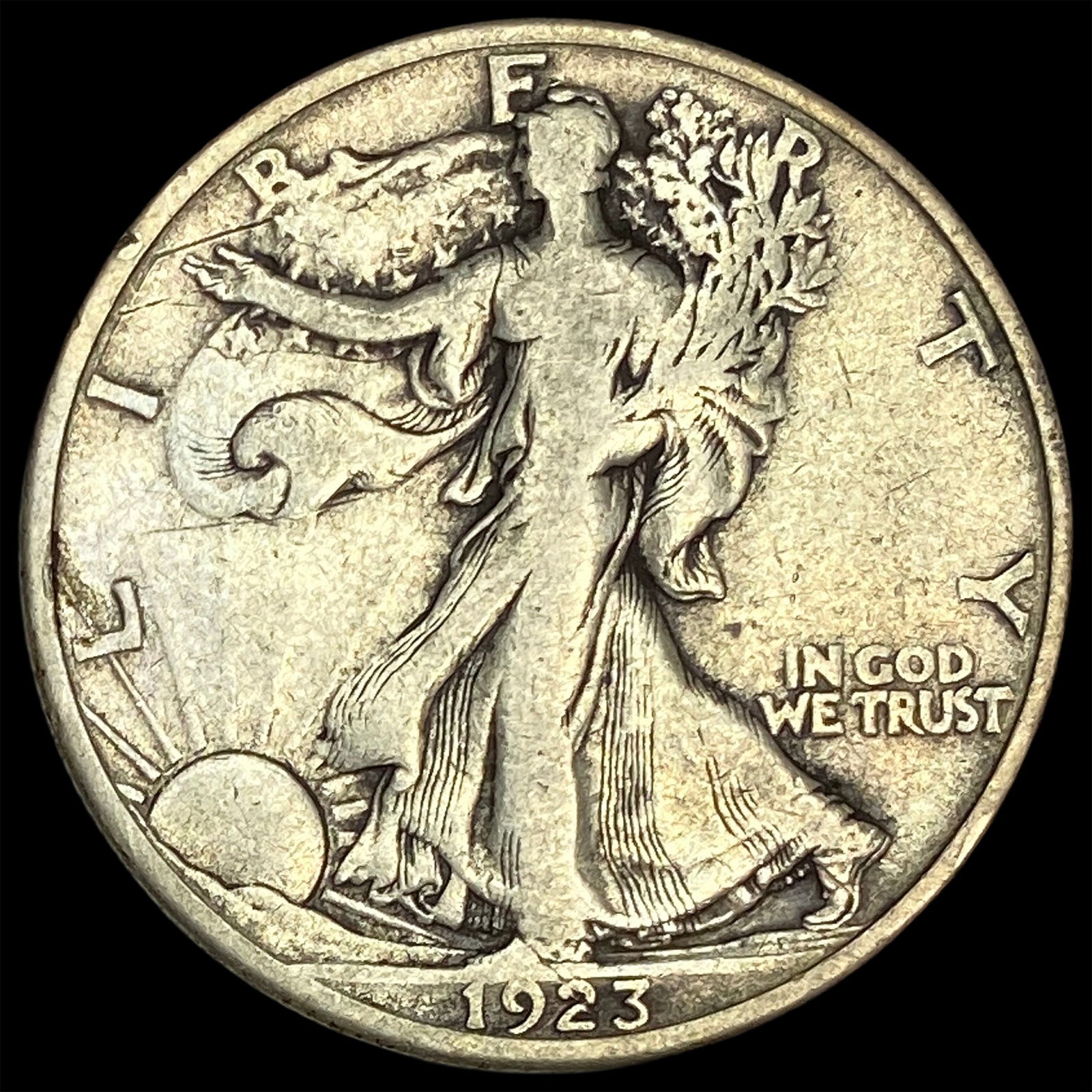 1923-S Silver Walking Liberty Half Dollar LIGHTLY CIRCULATED (1 of 2)