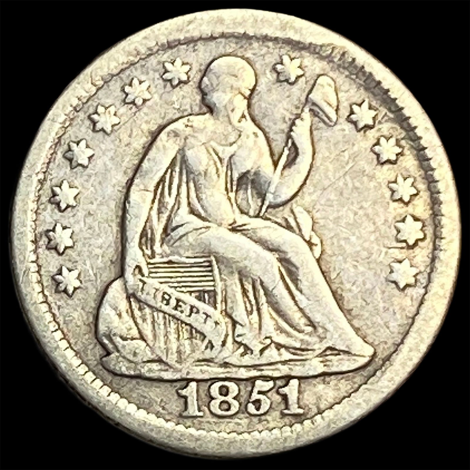 1851-O Silver Seated Liberty Half Dime NEARLY UNCIRCULATED (1 of 2)