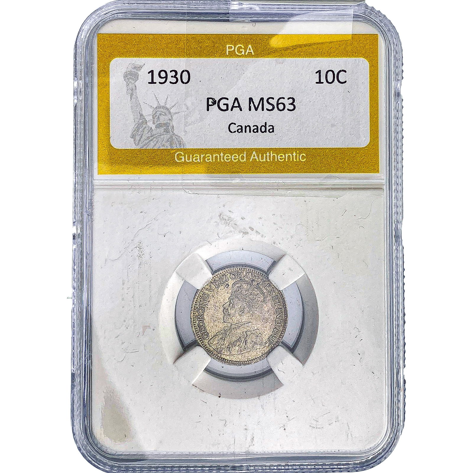 1930 Canada Silver 10 Cents PGA MS63: 1930 Canada Silver 10 Cents PGA MS63