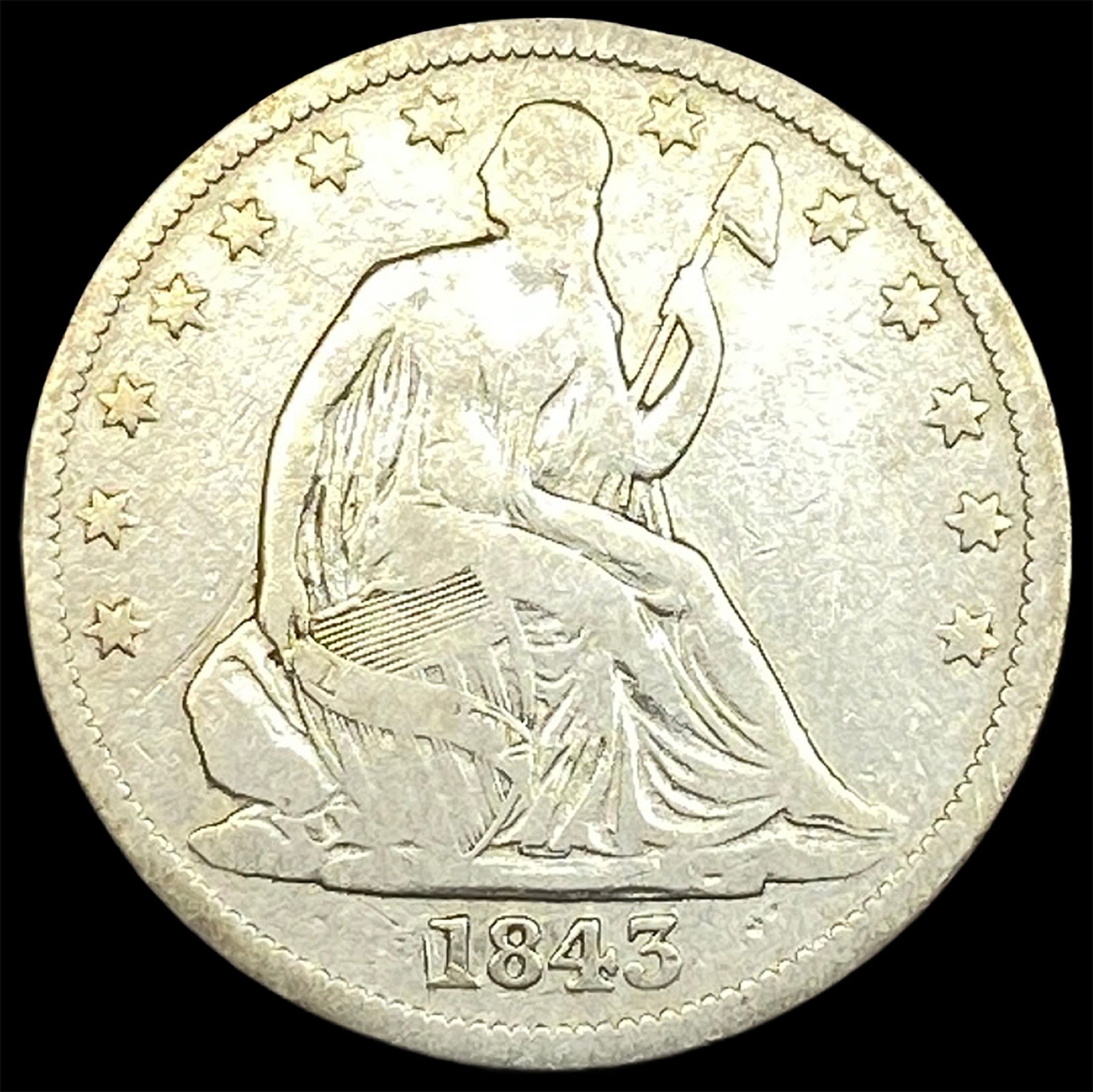 1843-O Silver Seated Liberty Half Dollar LIGHTLY CIRCULATED (1 of 2)