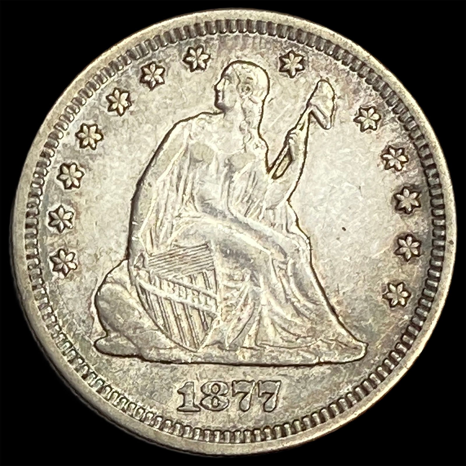 1877 Seated Liberty Quarter NEARLY UNCIRCULATED: 1877 Seated Liberty Quarter NEARLY UNCIRCULATED