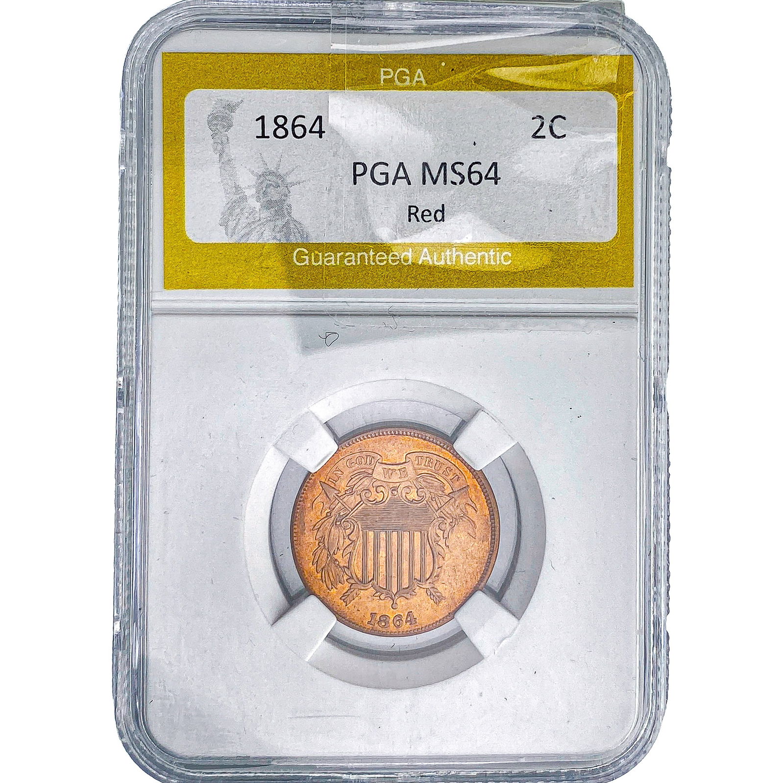 1864 Two Cent Piece PGA MS64 Red (1 of 2)