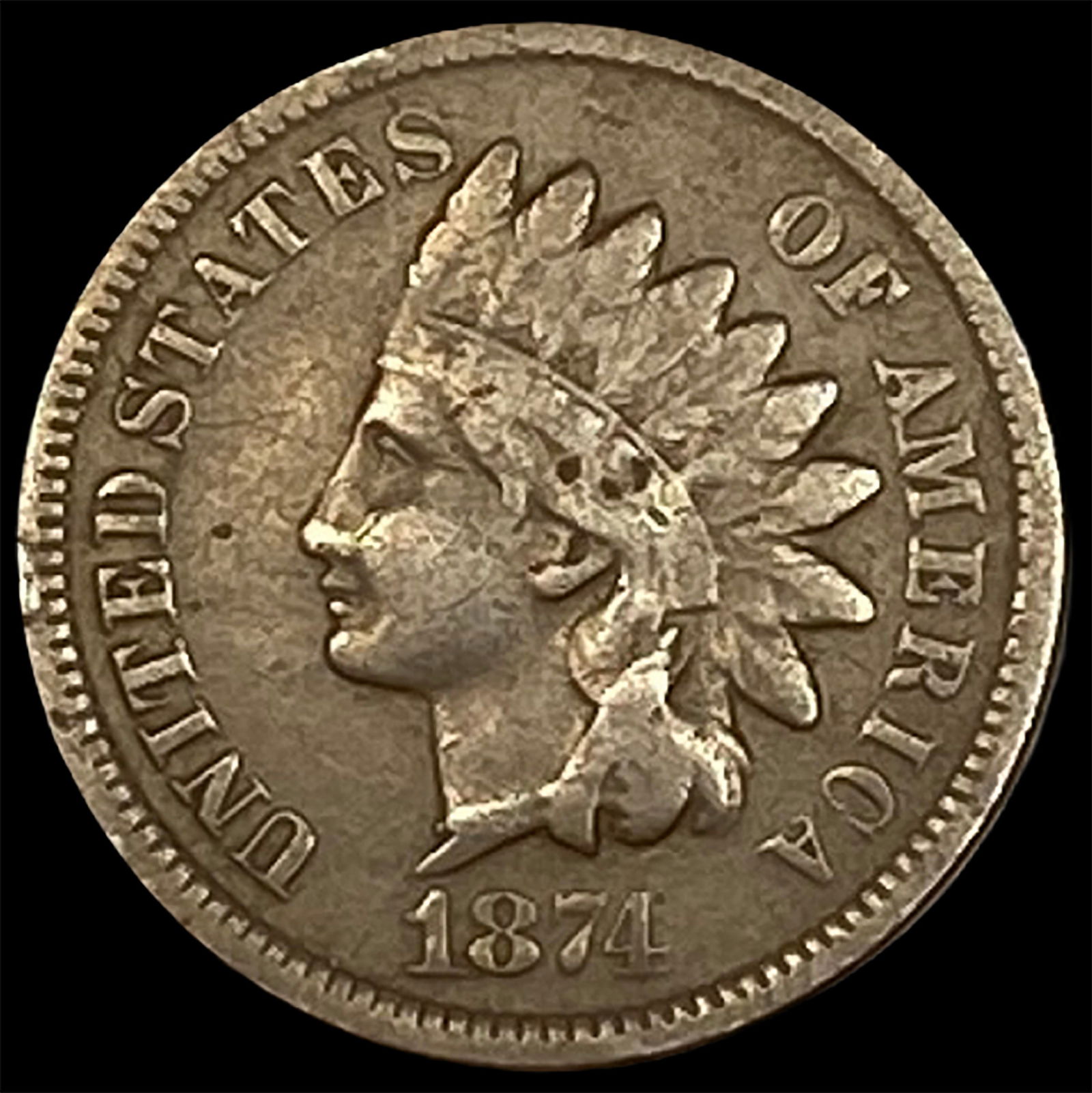 1874 Indian Head Cent LIGHTLY CIRCULATED: 1874 Indian Head Cent LIGHTLY CIRCULATED