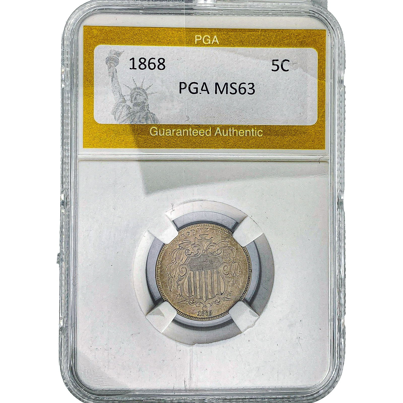 1868 Shield Nickel PGA MS63: 1868 Shield Nickel PGA MS63