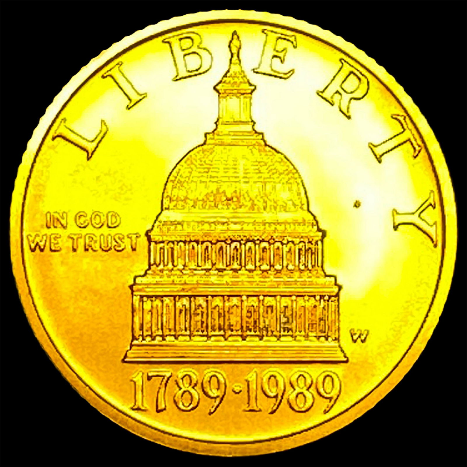 1989-W 0.2419 oz Gold $5 Bicentennial of Congress SUPERB GEM BU: 1989-W 0.2419 oz Gold $5 Bicentennial of Congress SUPERB GEM BU