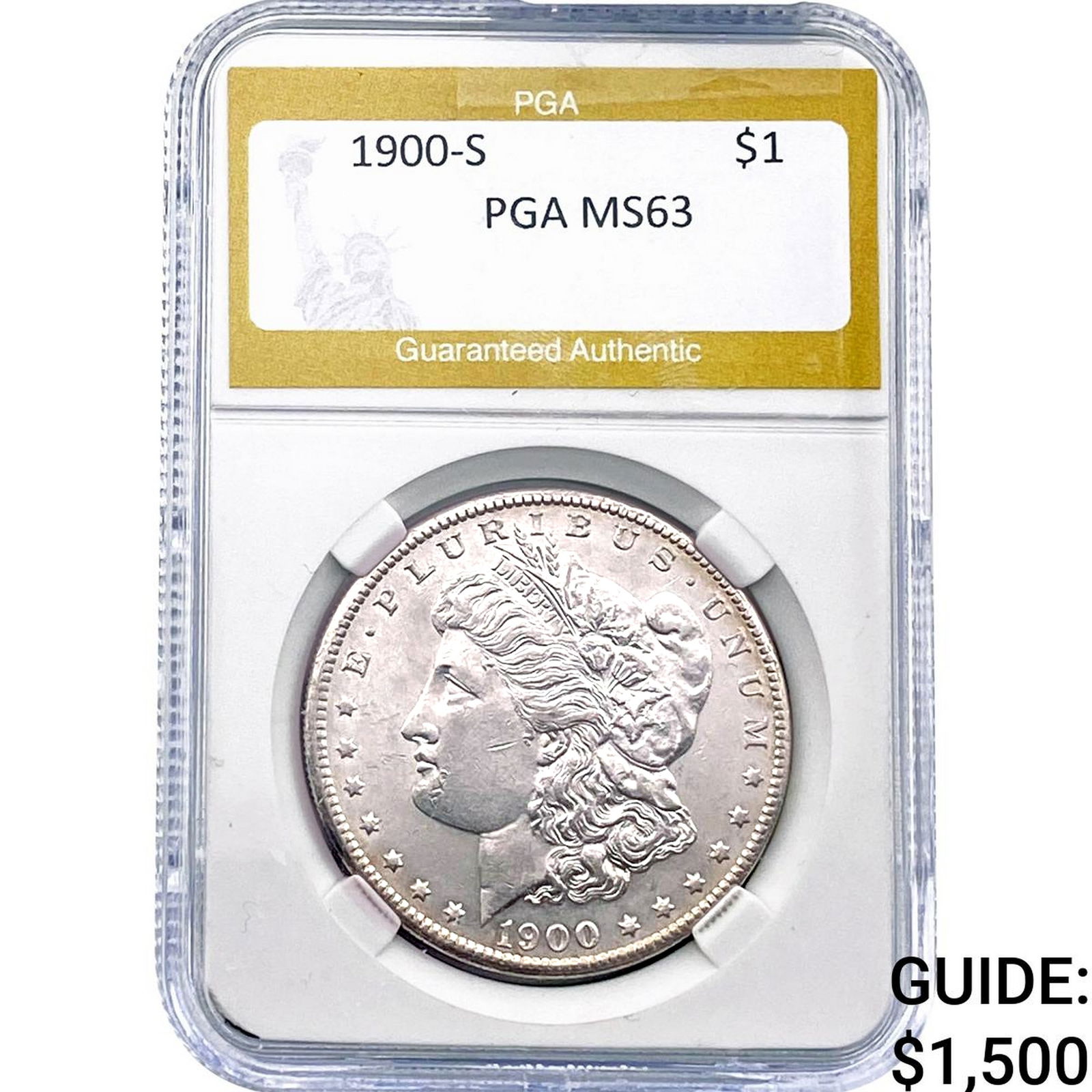 1900-S Morgan Silver Dollar PGA MS63: 1900-S Morgan Silver Dollar PGA MS63