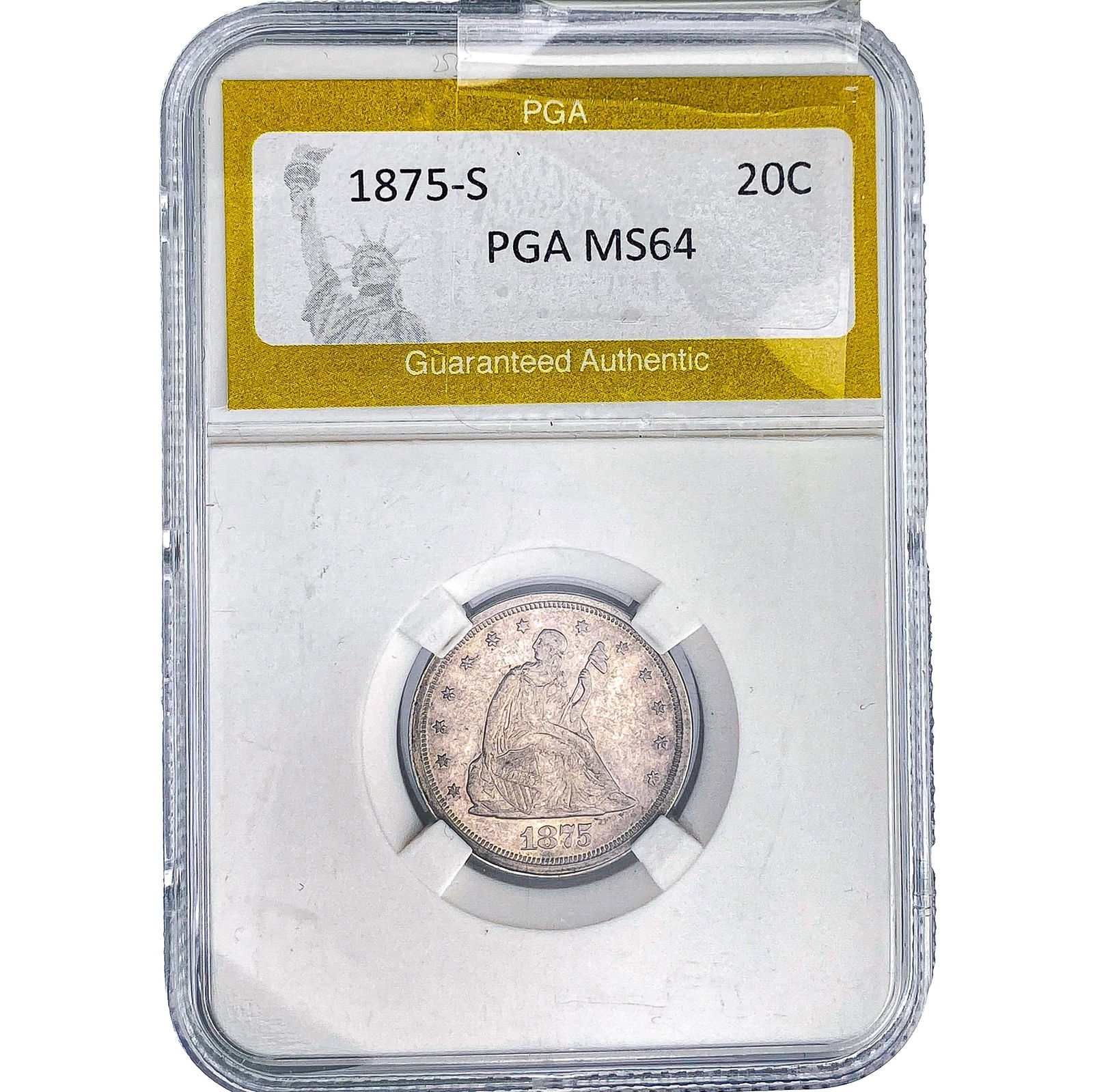 1875-S Twenty Cent Piece PGA MS64: 1875-S Twenty Cent Piece PGA MS64