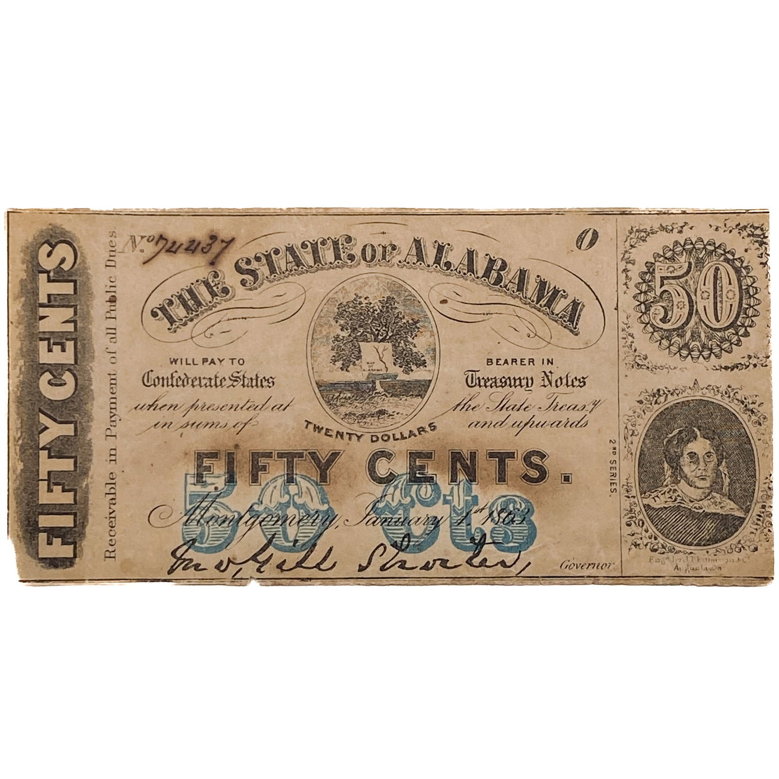 1863 50C State Of Alabama Fractional Currency: 1863 50C State Of Alabama Fractional Currency
