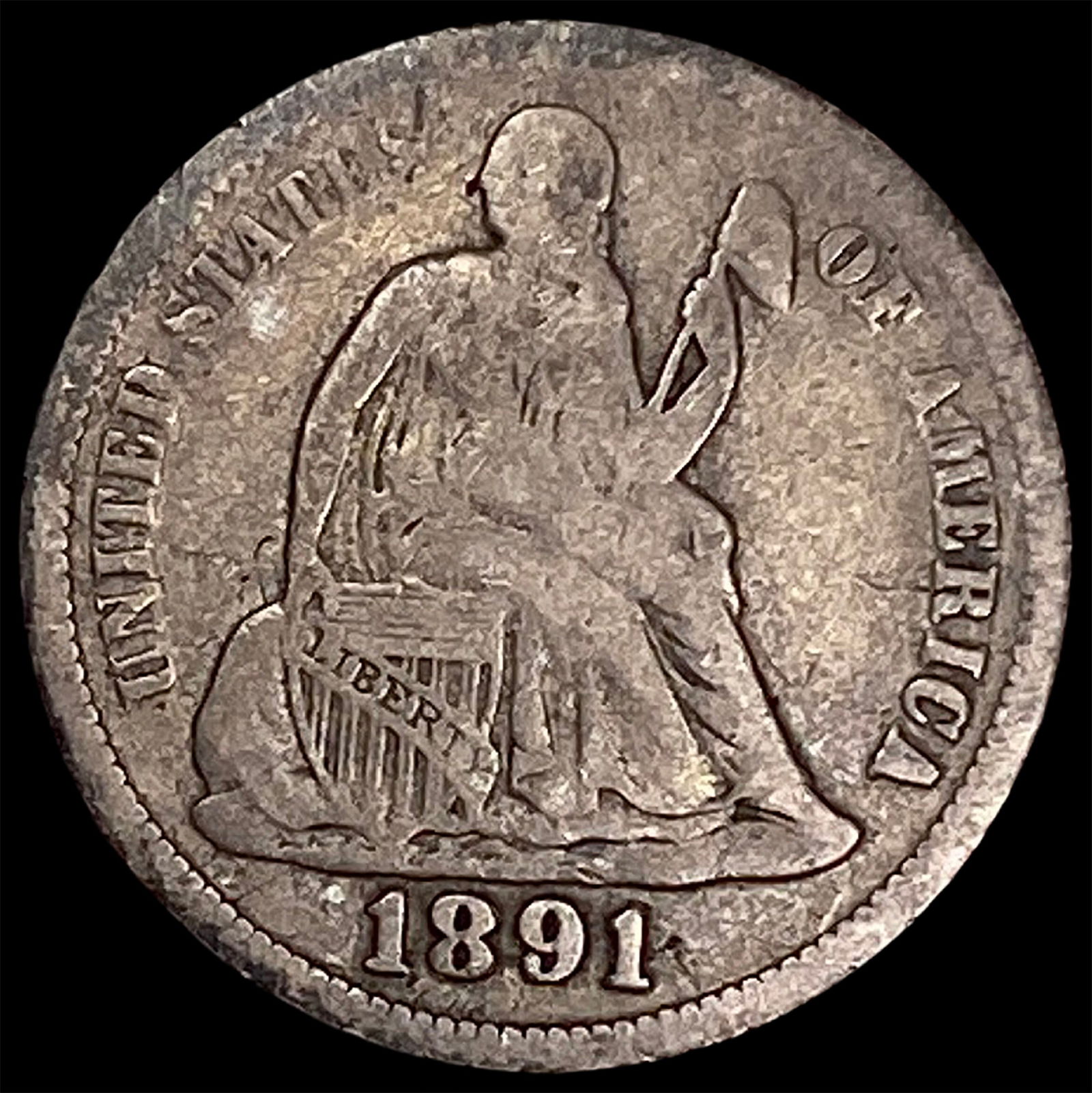 1891 Seated Liberty Dime NICELY CIRCULATED: 1891 Seated Liberty Dime NICELY CIRCULATED