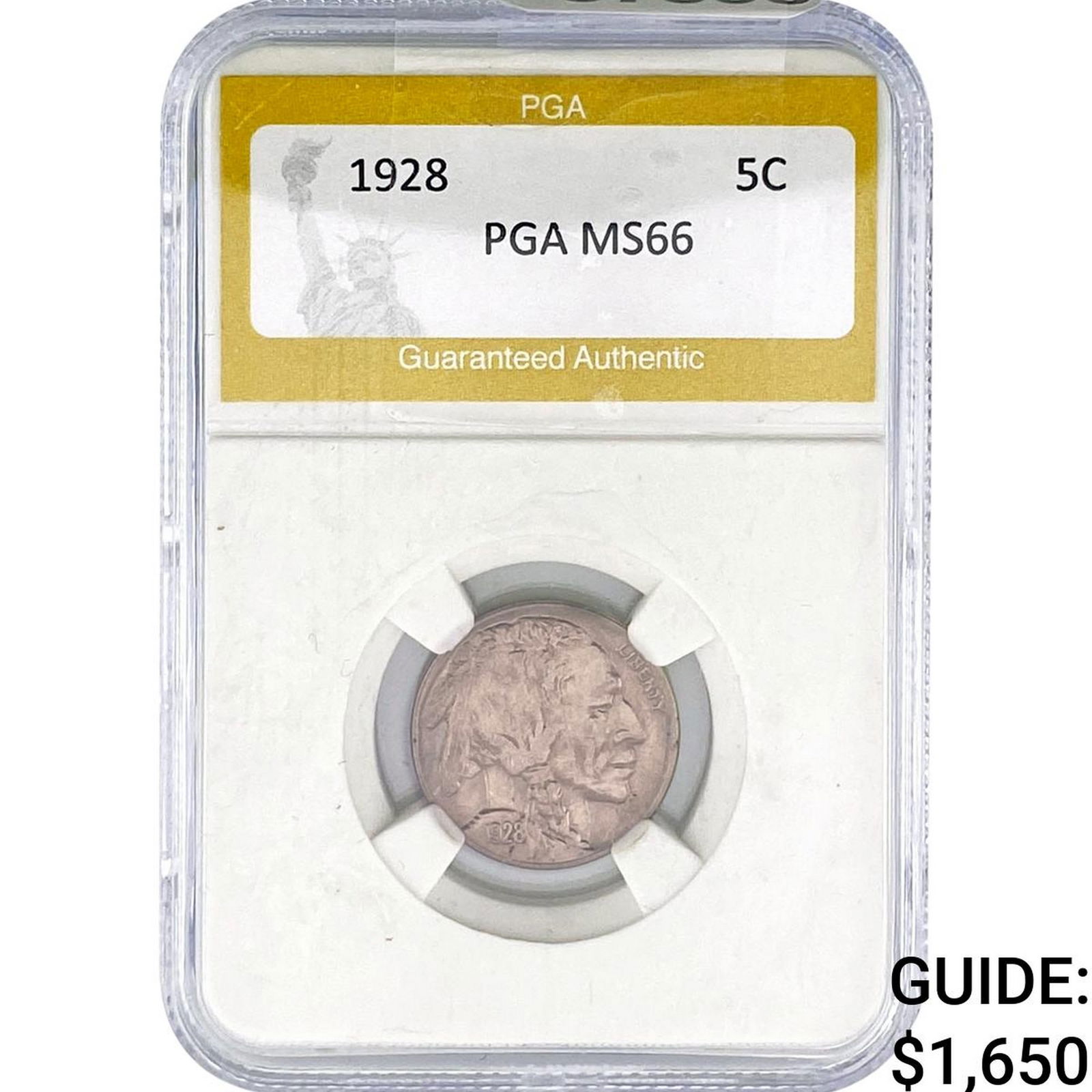 1928 Buffalo Nickel PGA MS66: 1928 Buffalo Nickel PGA MS66