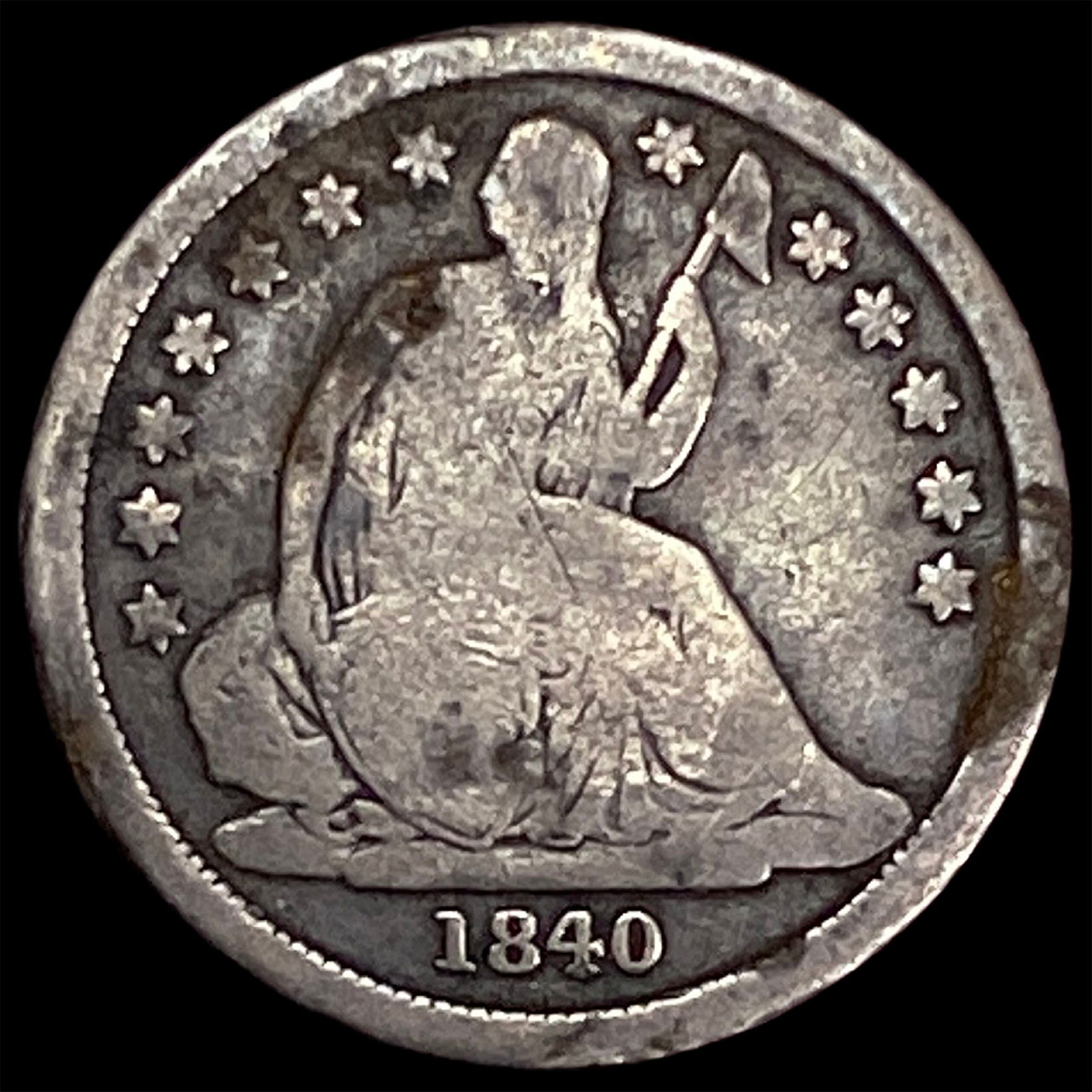 1840-O Silver Seated Liberty Dime NICELY CIRCULATED: 1840-O Silver Seated Liberty Dime NICELY CIRCULATED