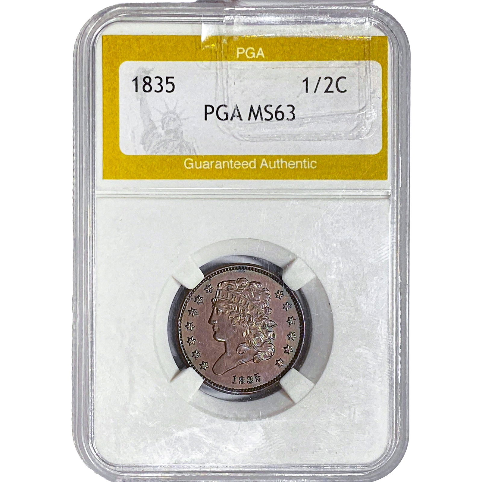1835 Classic Head Half Cent PGA MS63: 1835 Classic Head Half Cent PGA MS63