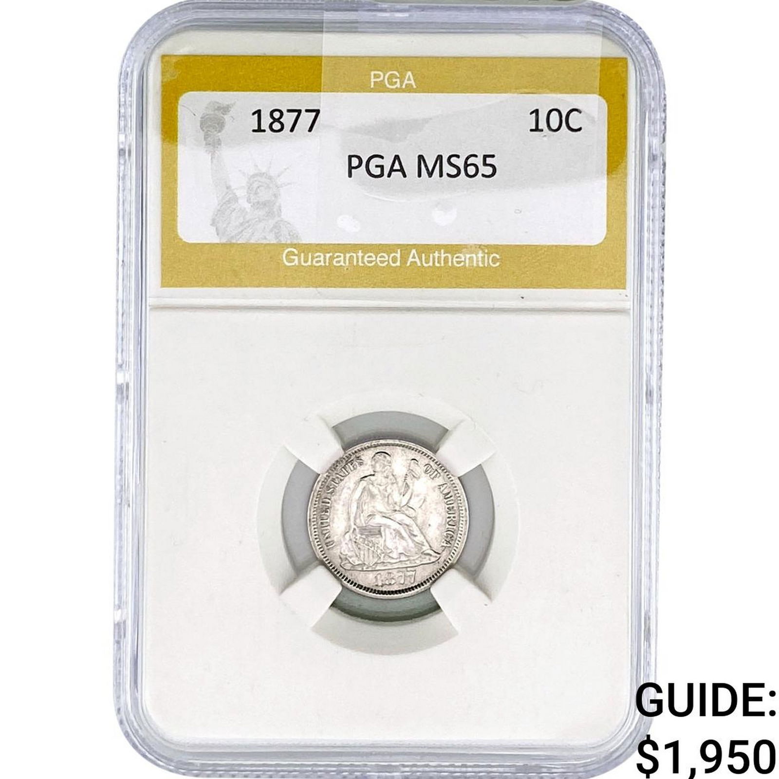 1877 Seated Liberty Dime PGA MS65: 1877 Seated Liberty Dime PGA MS65