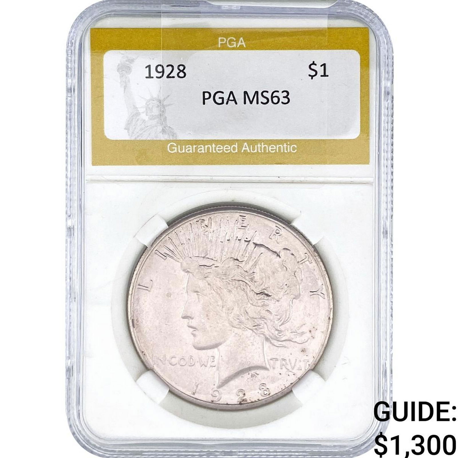 1928 Silver Peace Dollar PGA MS63: 1928 Silver Peace Dollar PGA MS63
