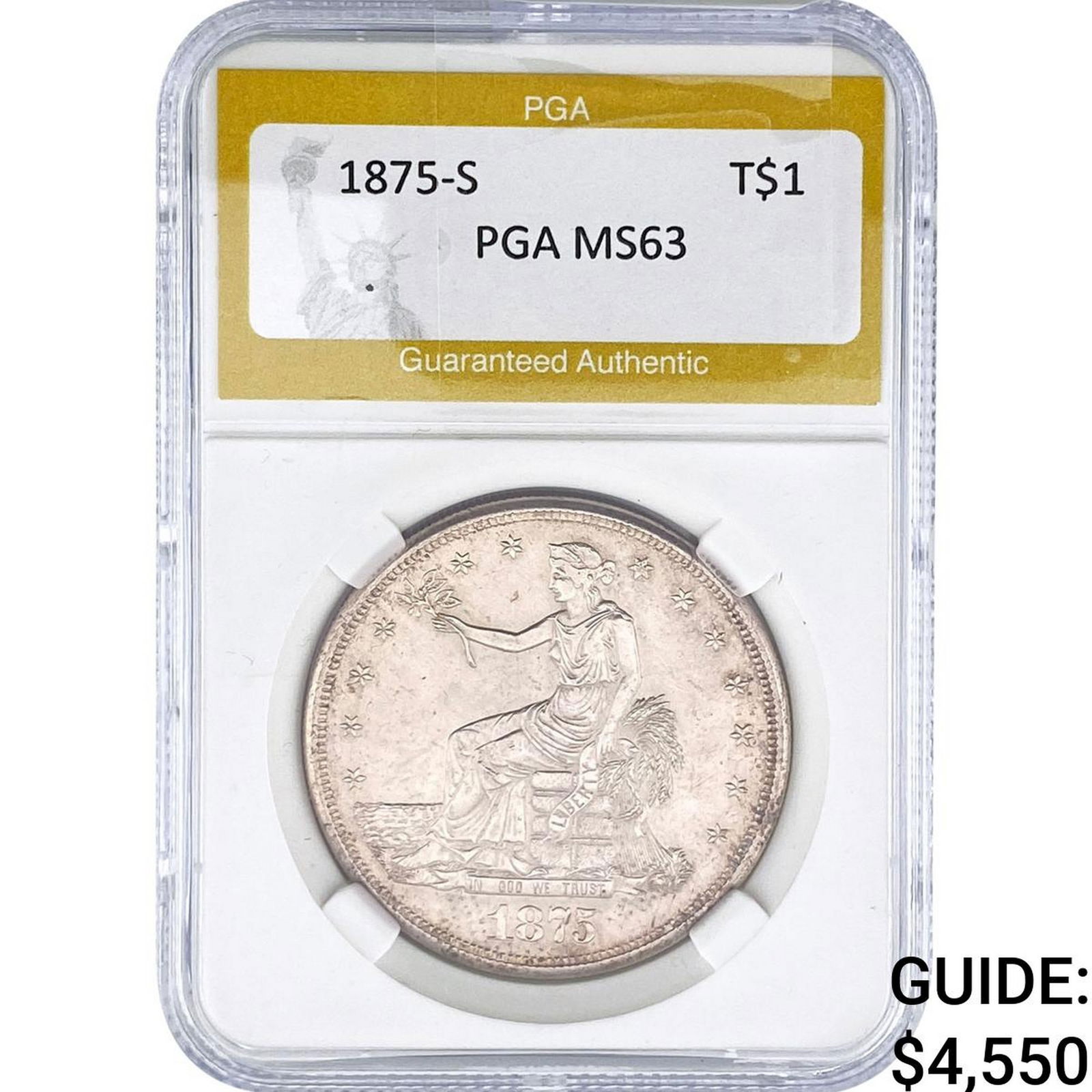 1875-S Silver Trade Dollar PGA MS63 (1 of 2)