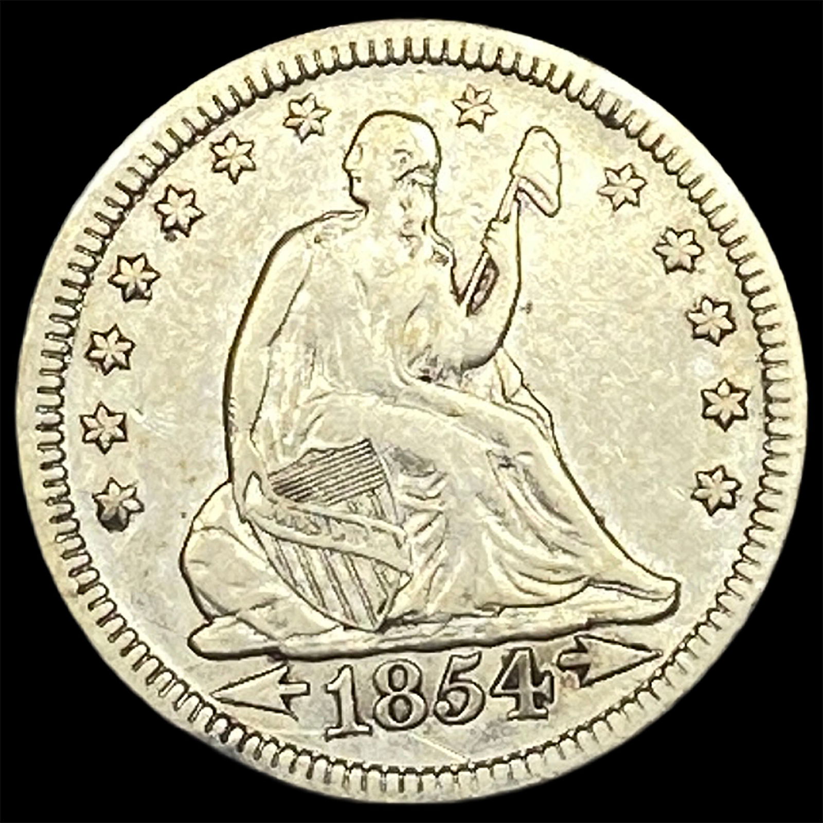 1854 Arrows Seated Liberty Quarter NEARLY UNCIRCULATED (1 of 2)
