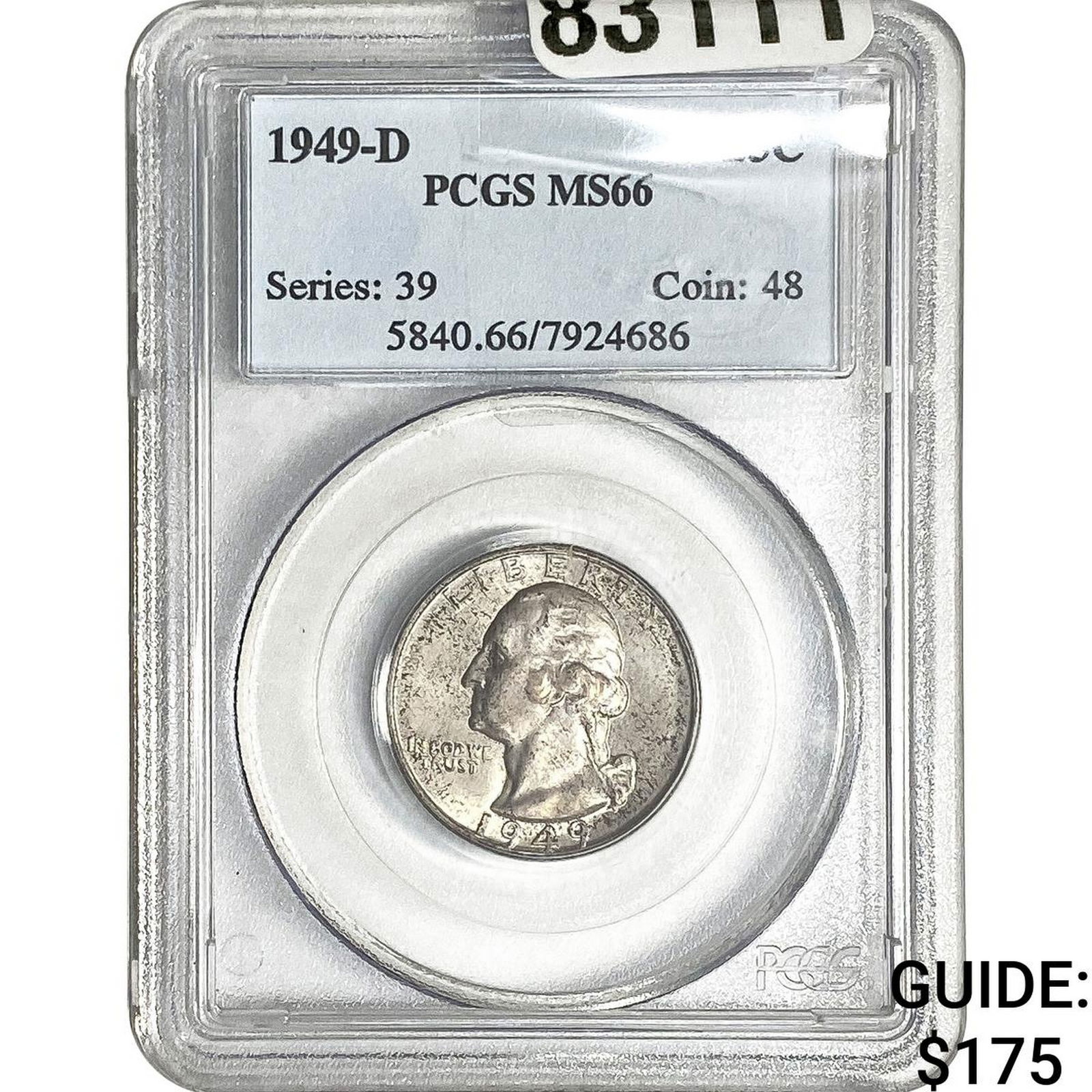 1949-D Washington Silver Quarter PCGS MS66 (1 of 2)