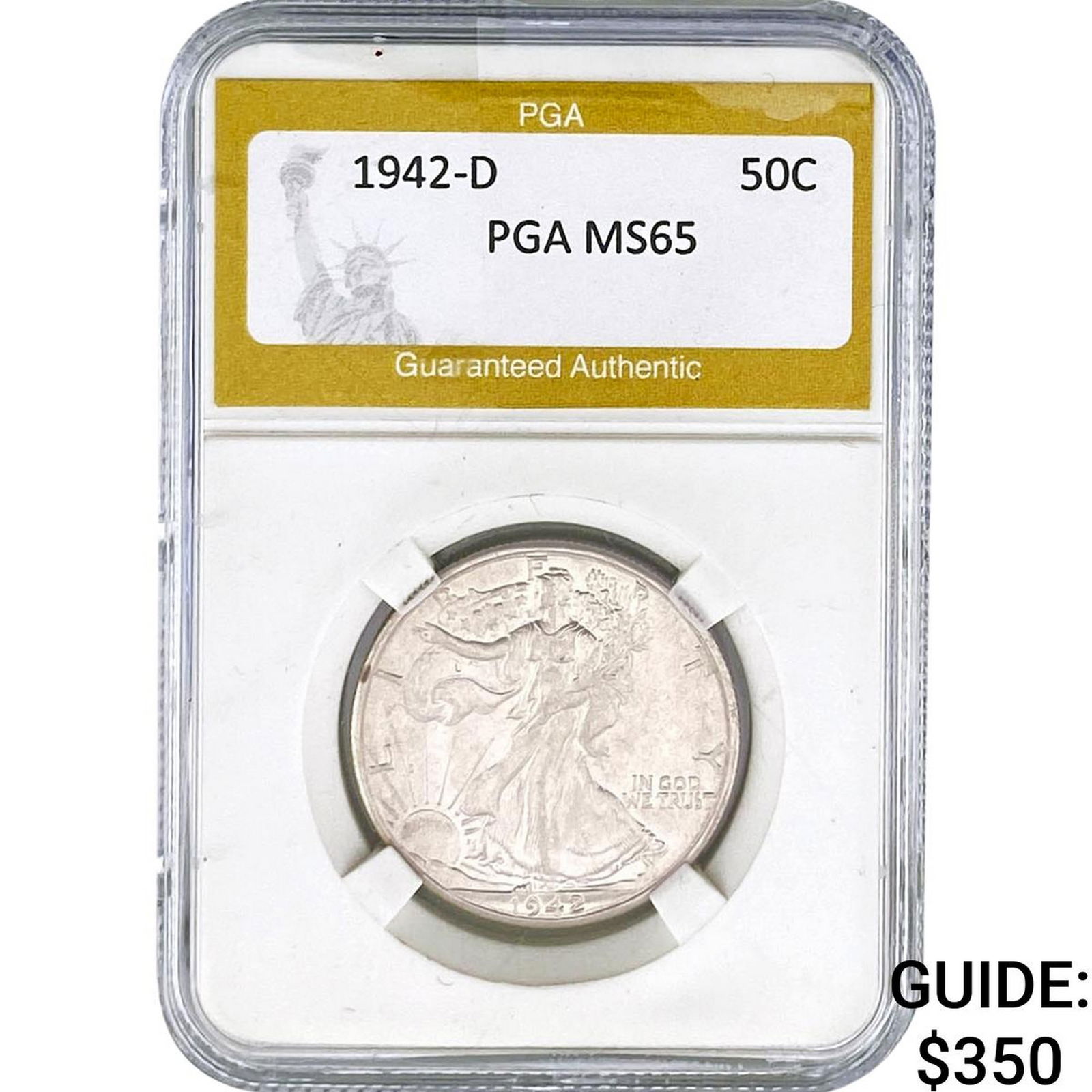 1942-D Walking Liberty Half Dollar PGA MS65: 1942-D Walking Liberty Half Dollar PGA MS65
