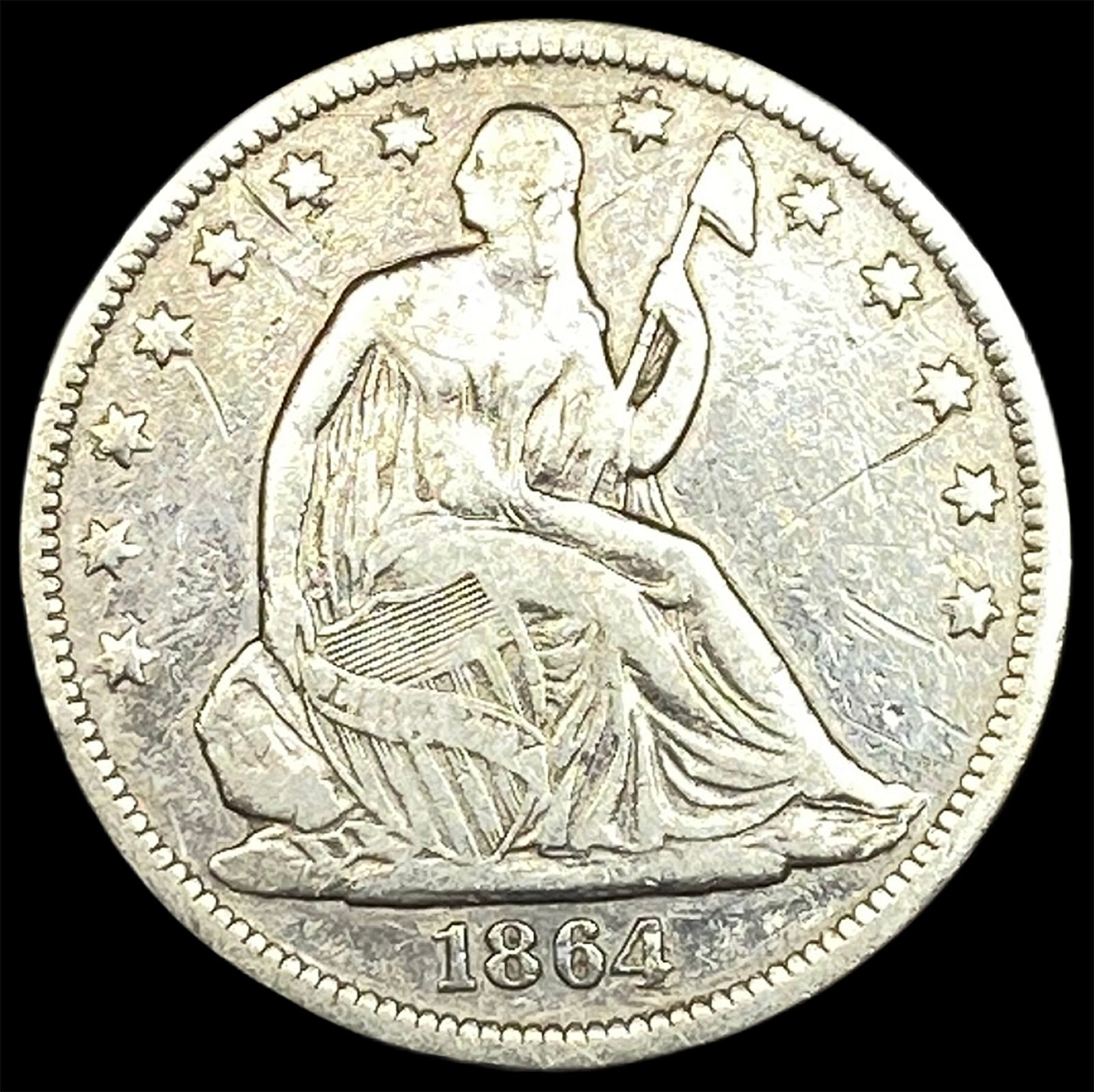1864-S Silver Seated Liberty Half Dollar LIGHTLY CIRCULATED (1 of 2)