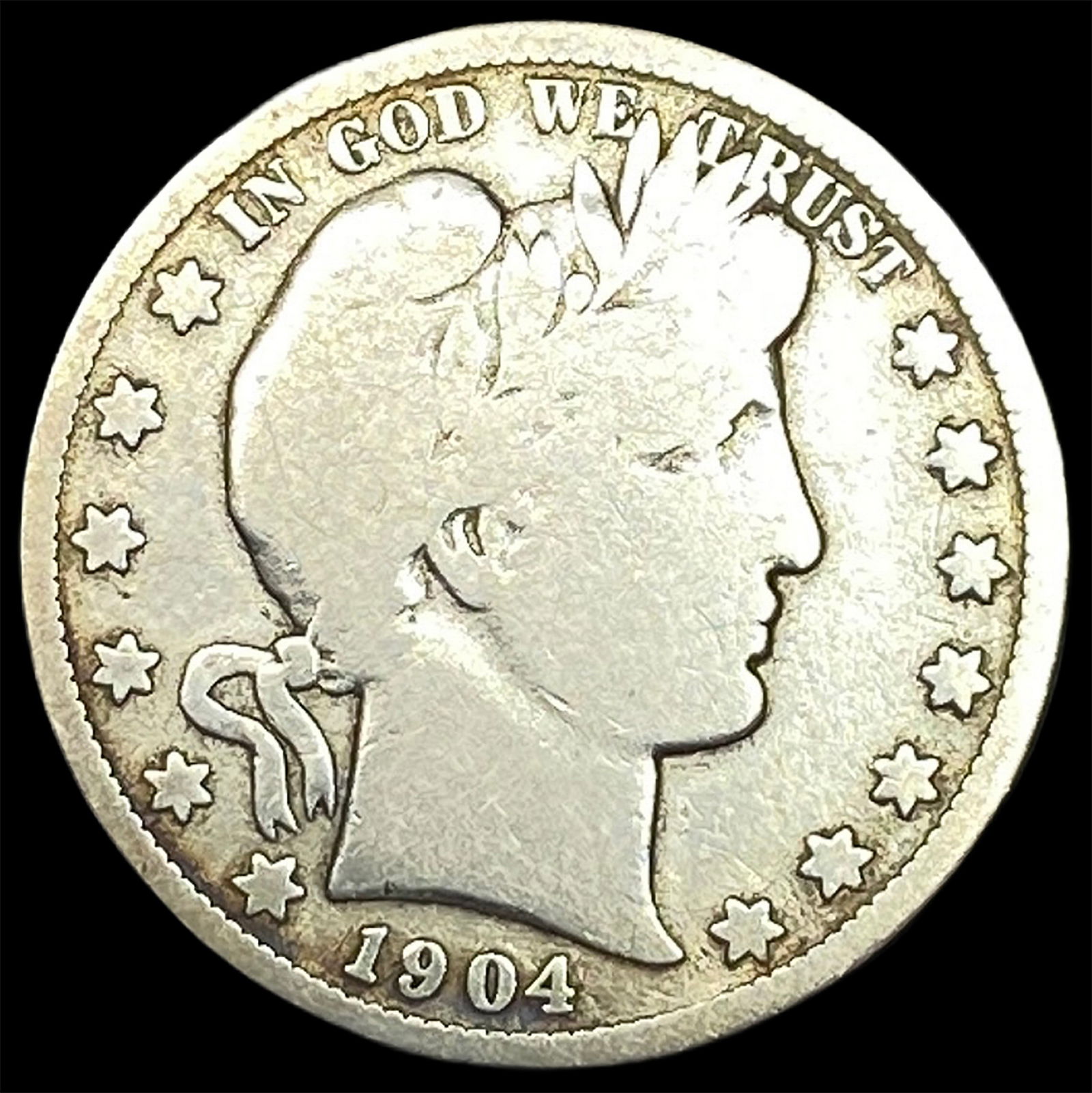 1904-S Silver Barber Half Dollar NICELY CIRCULATED: 1904-S Silver Barber Half Dollar NICELY CIRCULATED