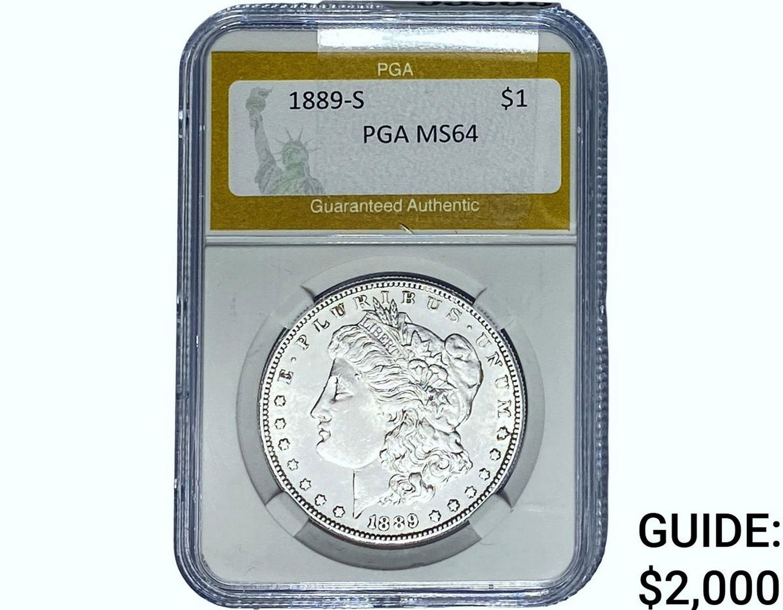 1889-S Morgan Silver Dollar PGA MS64: 1889-S Morgan Silver Dollar PGA MS64