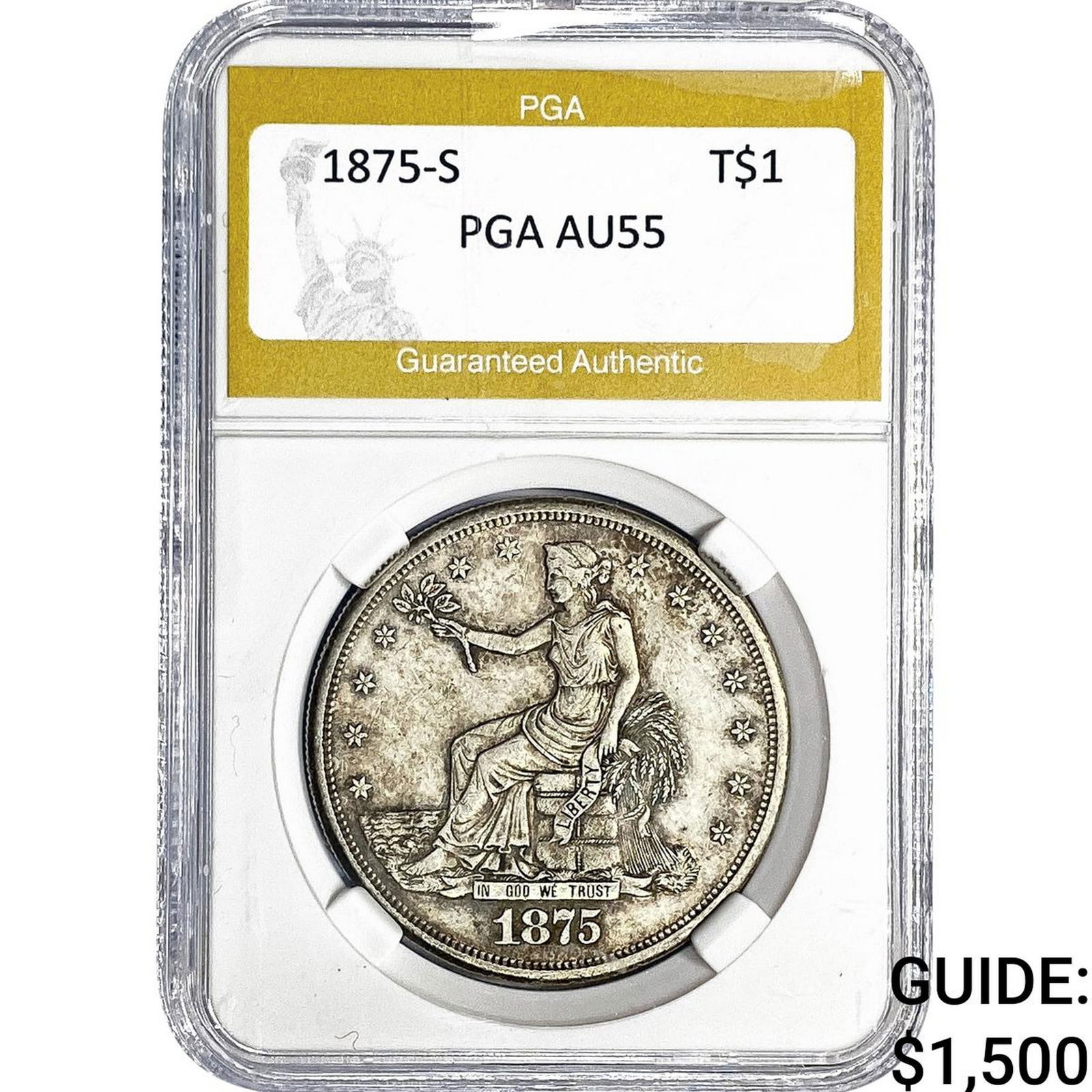 1875-S Silver Trade Dollar PGA AU55 (1 of 2)