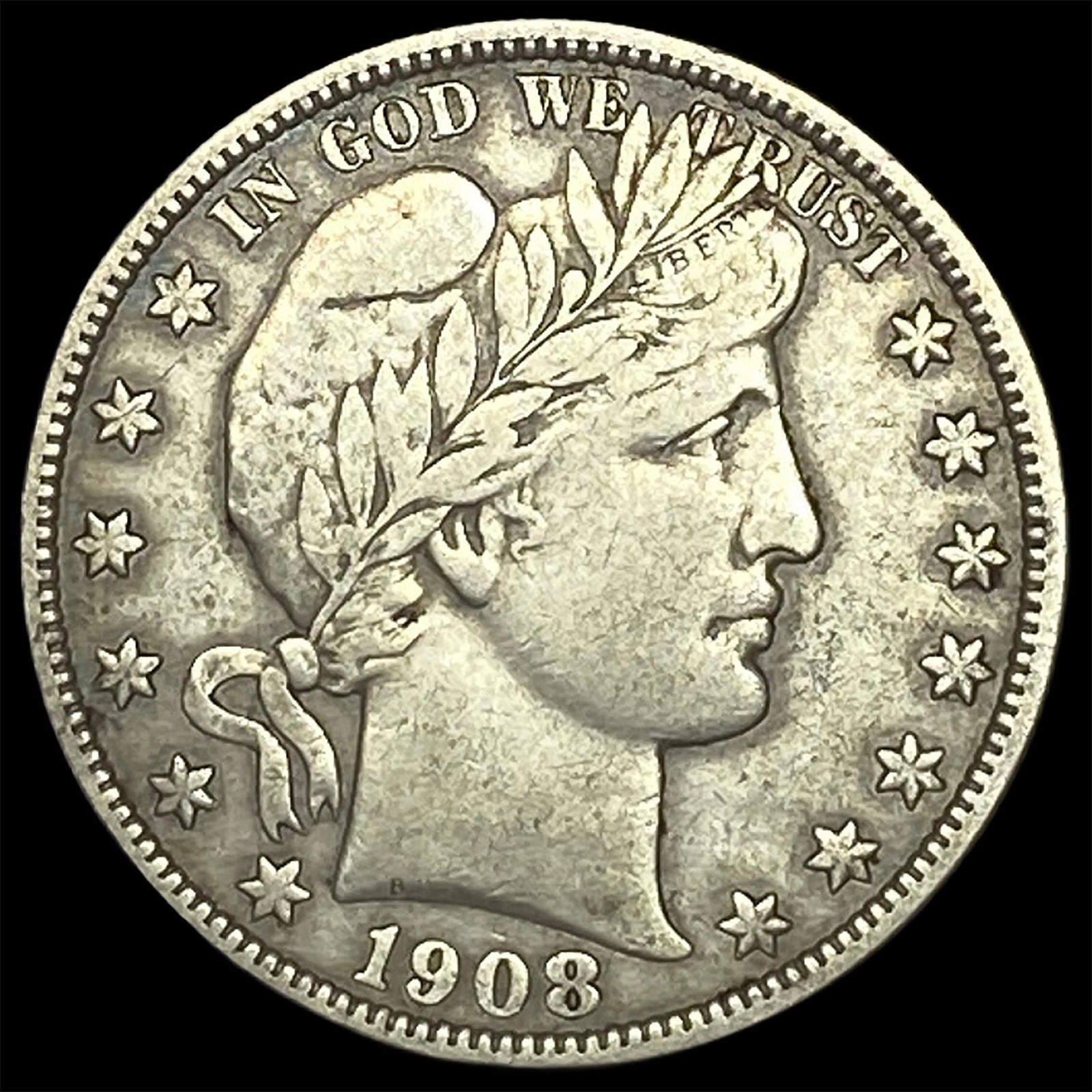 1908-O Silver Barber Half Dollar ABOUT UNCIRCULATED: 1908-O Silver Barber Half Dollar ABOUT UNCIRCULATED