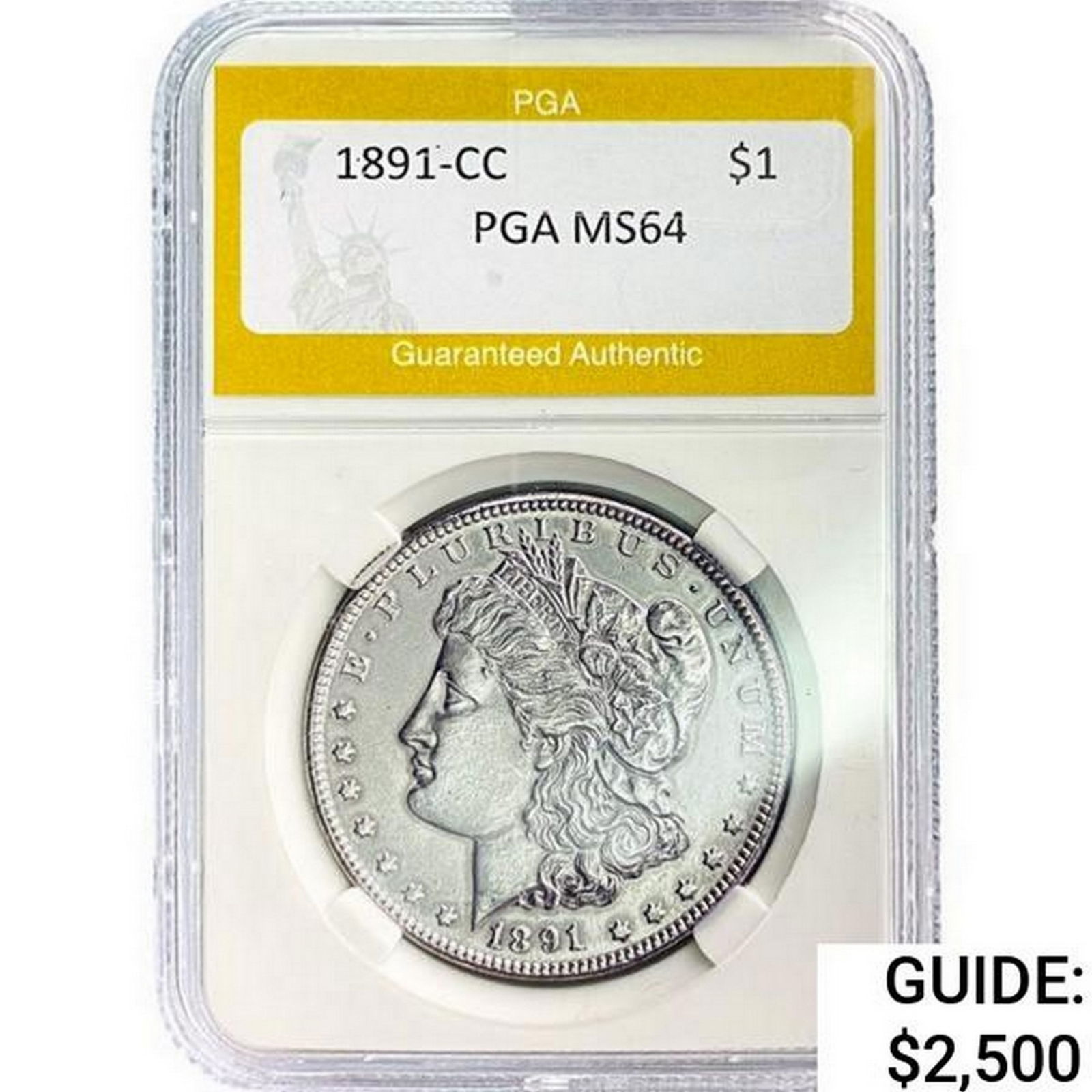 1891-CC Morgan Silver Dollar PGA MS64: 1891-CC Morgan Silver Dollar PGA MS64