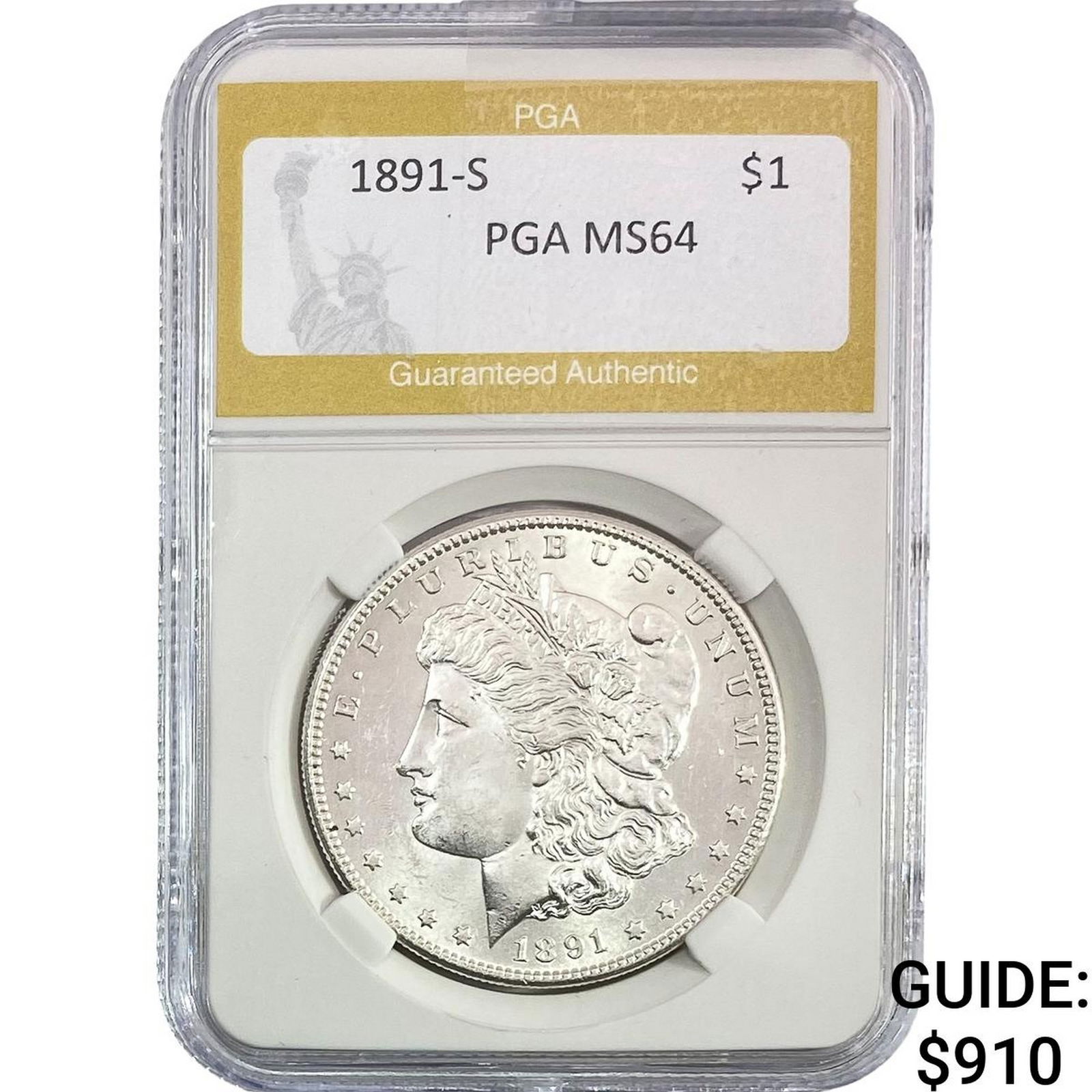 1891-S Morgan Silver Dollar PGA MS64: 1891-S Morgan Silver Dollar PGA MS64