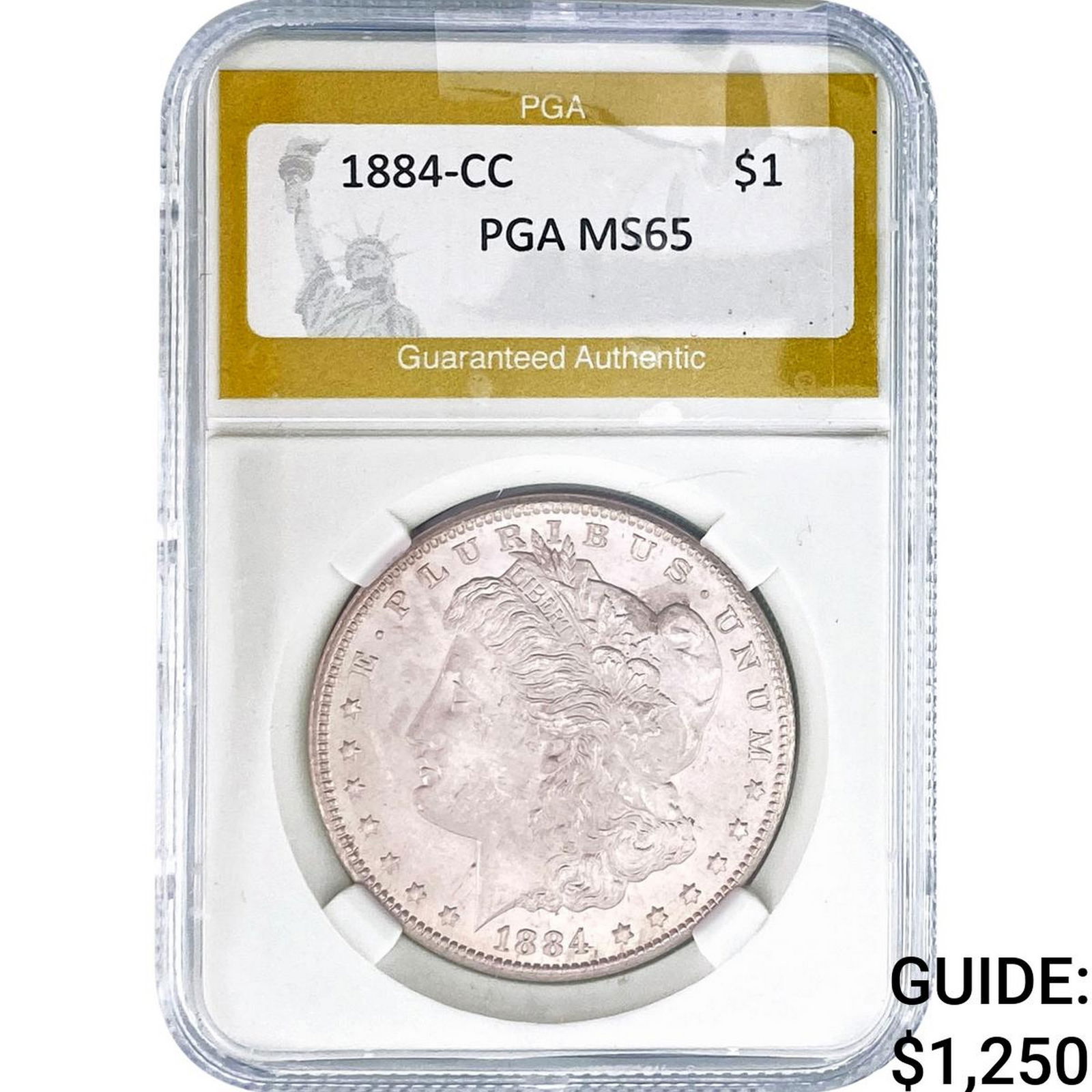 1884-CC Morgan Silver Dollar PGA MS65: 1884-CC Morgan Silver Dollar PGA MS65