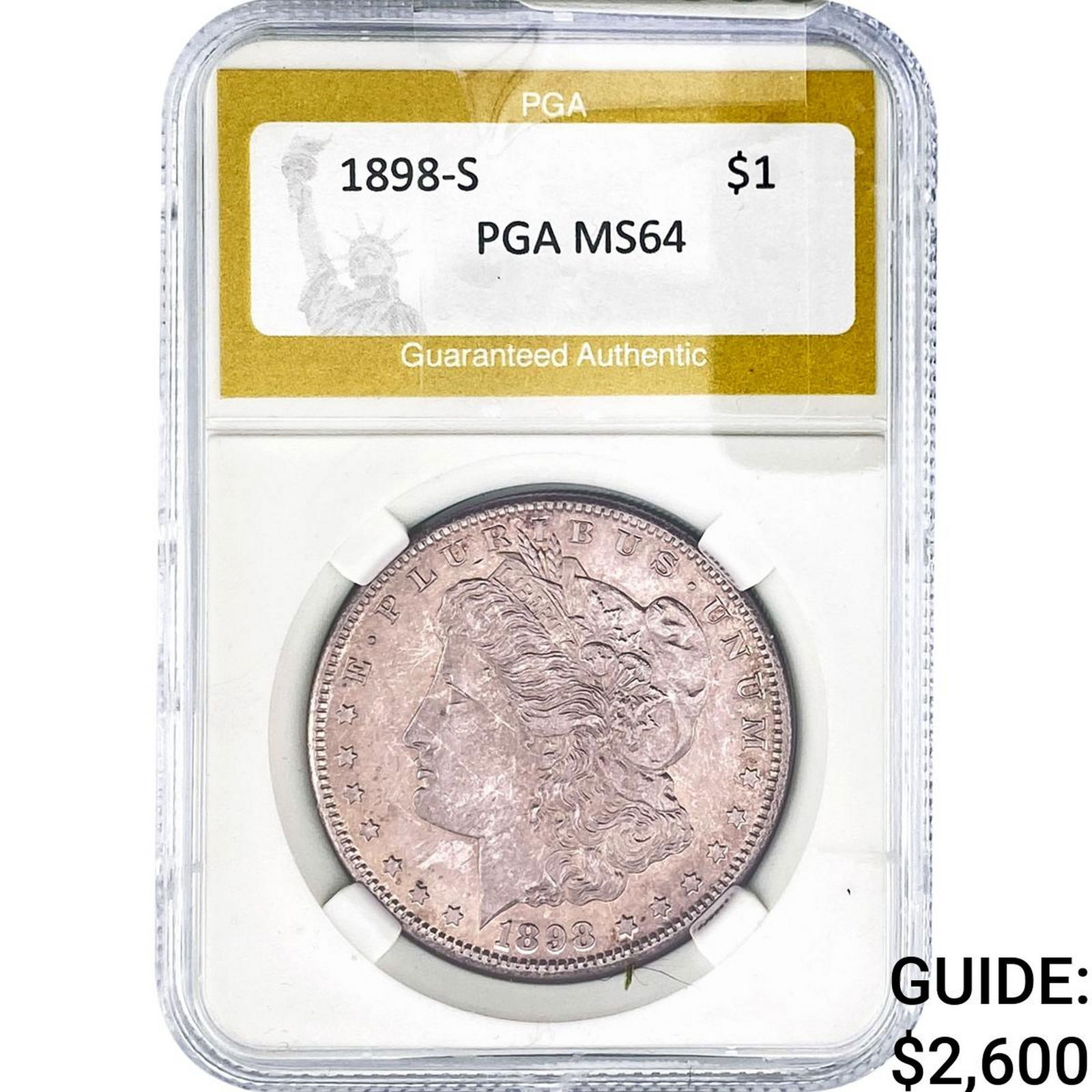 1898-S Morgan Silver Dollar PGA MS64: 1898-S Morgan Silver Dollar PGA MS64