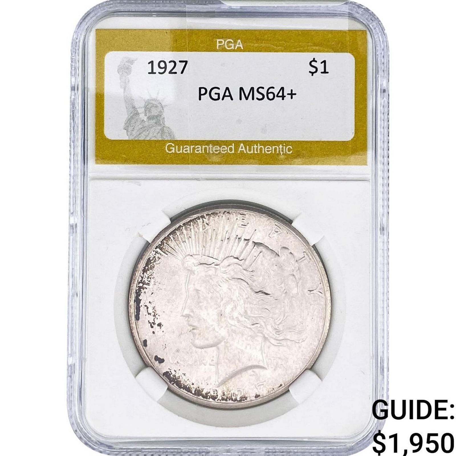 1927 Silver Peace Dollar PGA MS64+: 1927 Silver Peace Dollar PGA MS64+