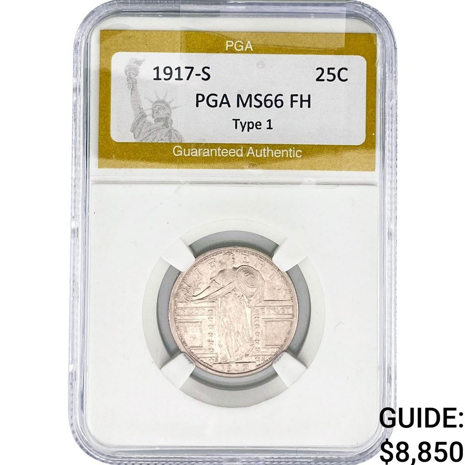1917-S Standing Liberty Quarter PGA MS66 FH Type 1: 1917-S Standing Liberty Quarter PGA MS66 FH Type 1