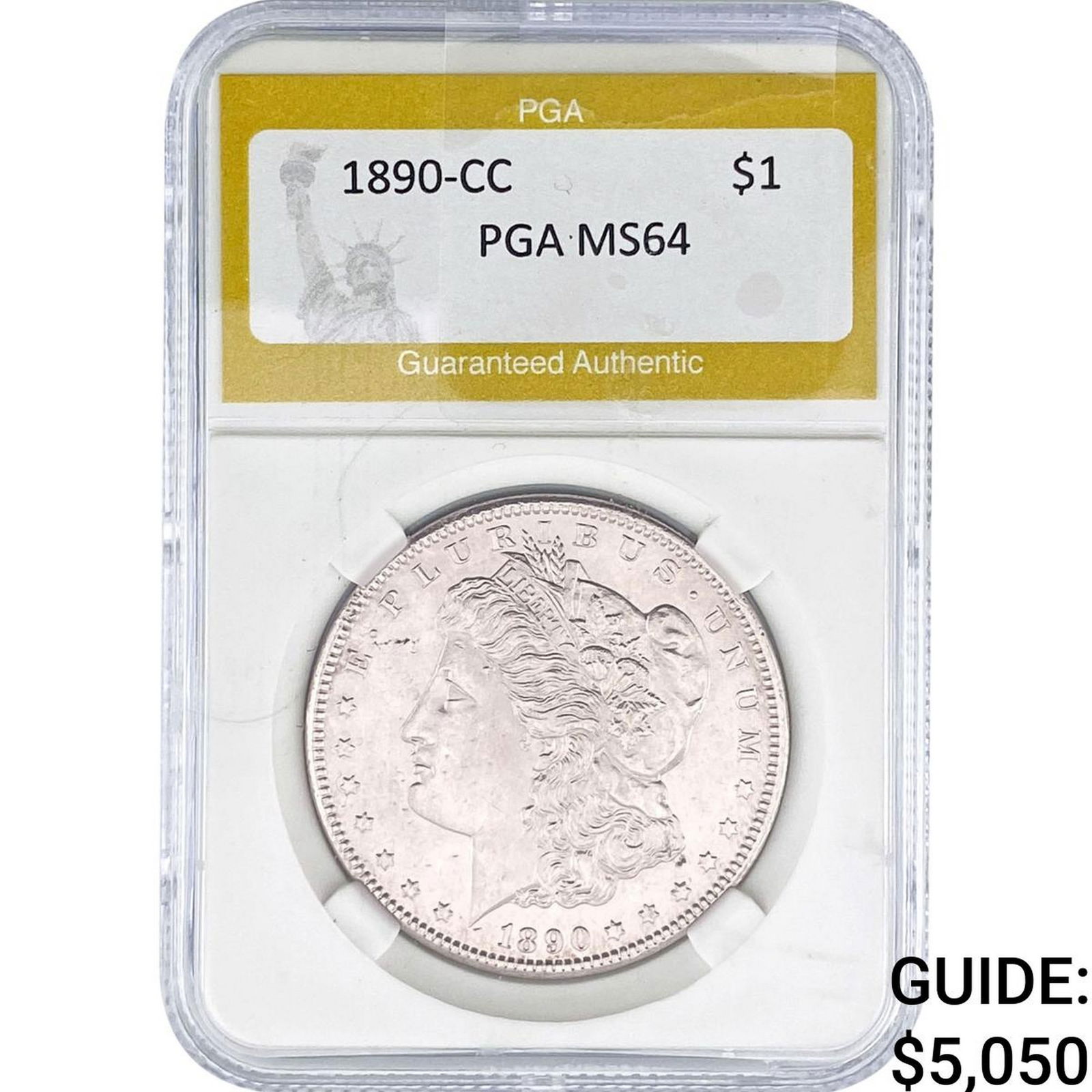 1890-CC Morgan Silver Dollar PGA MS64: 1890-CC Morgan Silver Dollar PGA MS64