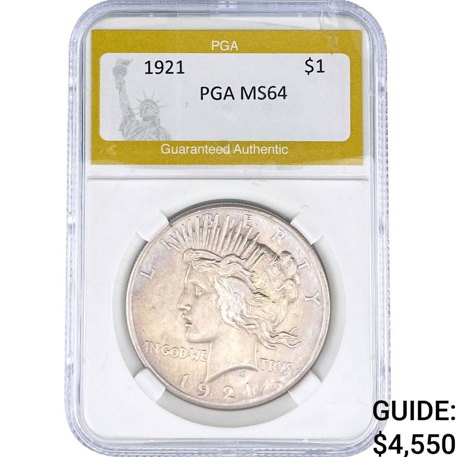 1921 Silver Peace Dollar PGA MS64: 1921 Silver Peace Dollar PGA MS64