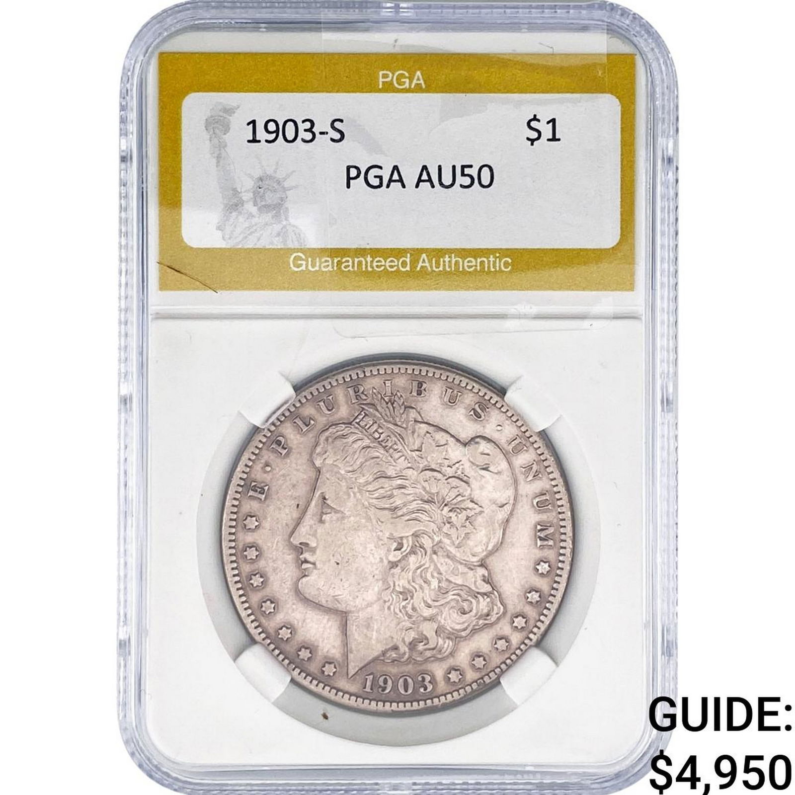 1903-S Morgan Silver Dollar PGA AU50: 1903-S Morgan Silver Dollar PGA AU50